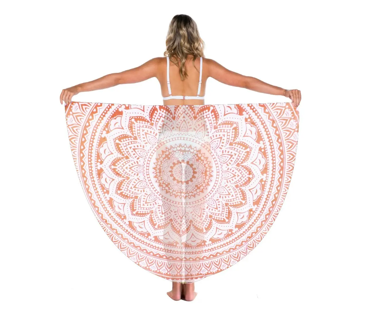 TODO Luxury Edition Chiffon Digital Print Beach Throw Yoga Mandarin Orange