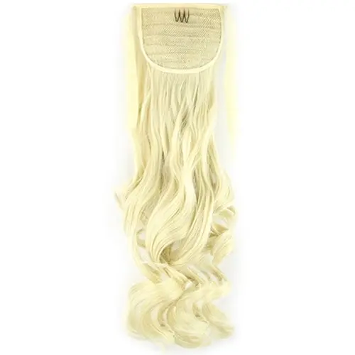 2Pcs Light Blonde 22" Hair Extension Synthetic Hair Ponytail Curly Wavy Ribbon 2X