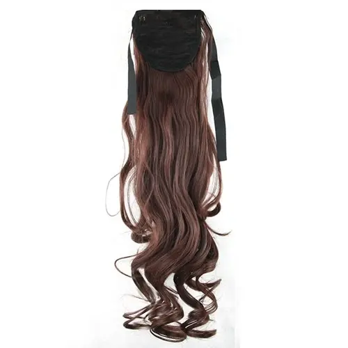 2Pcs High Grade Synthetic 22" Hair Extension Ponytail Brown Curly Pony Wavy 2X