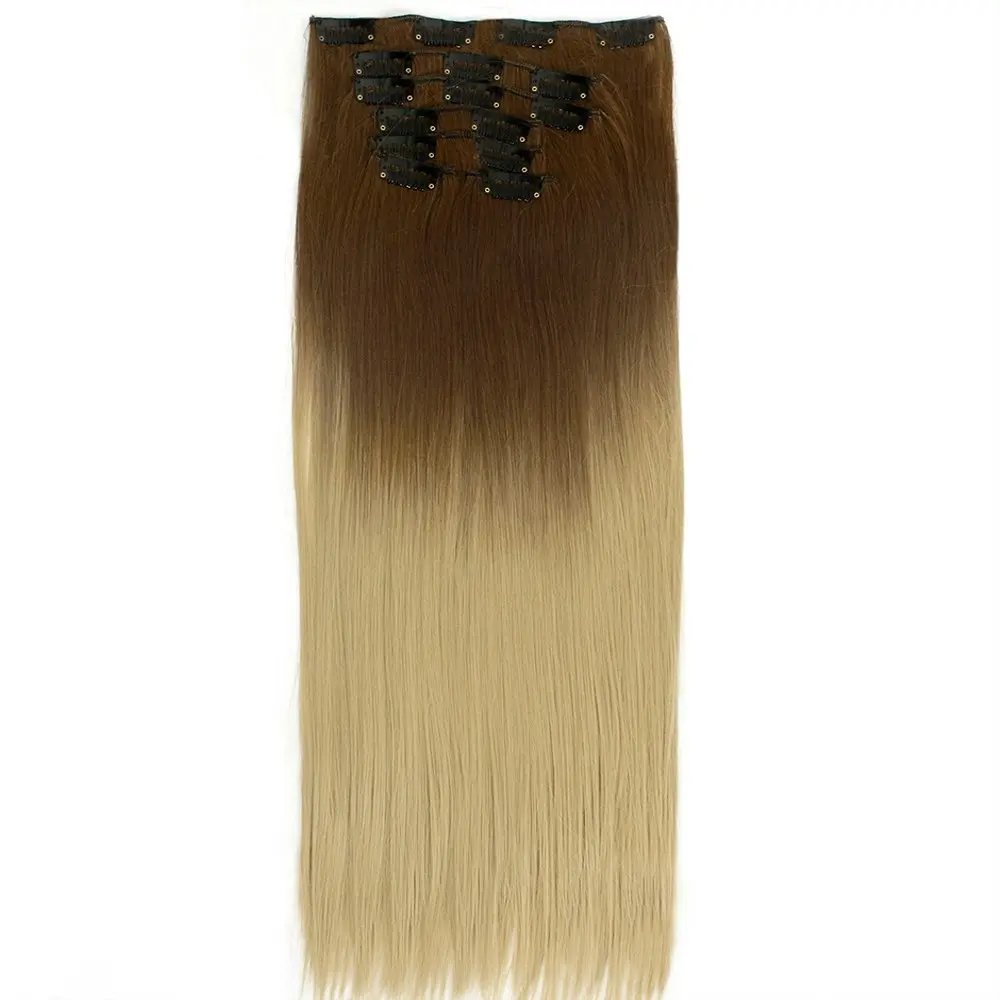 22" Two Tone Ombre Ash Quality Synthetic Hair Straight 7Piece 16Clips 03