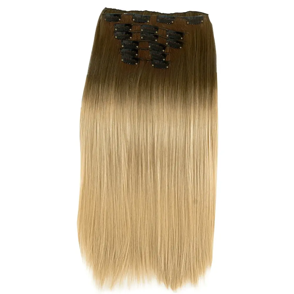 22" Two Tone Ombre Blonde  Deluxe Synthetic Hair Straight 7Piece 16Clips 04