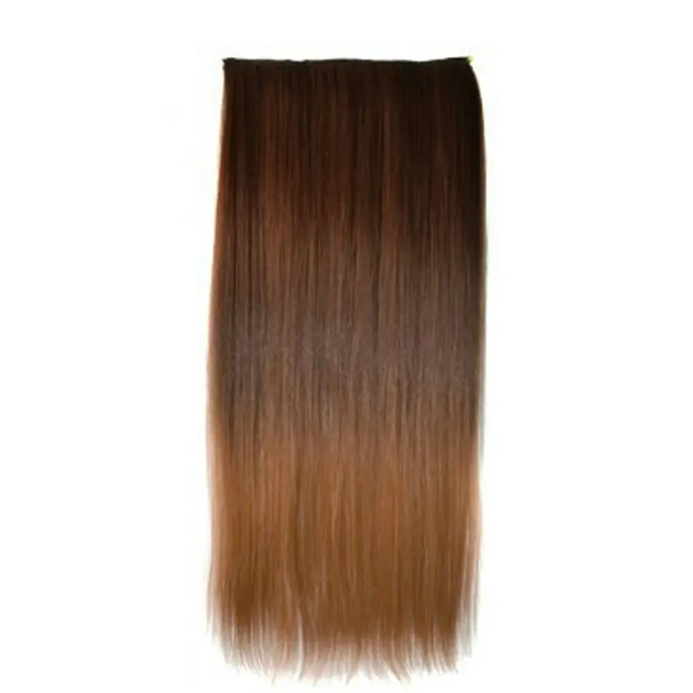 22" Two Tone Ombre High Grade Synthetic Hair Brown Straight 7Piece 16Clips 05