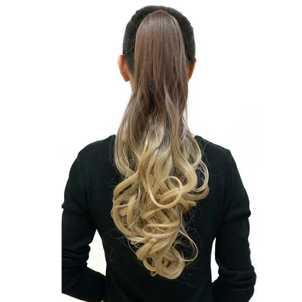 Ombre Ponytail Ribbon Clamp  Wavy 50Cm 20" Hair Extension Claw04