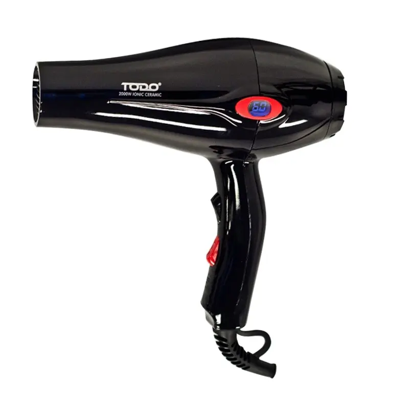 TODO 2000W Ionic Ceramic Anti Frizz Hair Dryer Digital Temperature Lcd Black