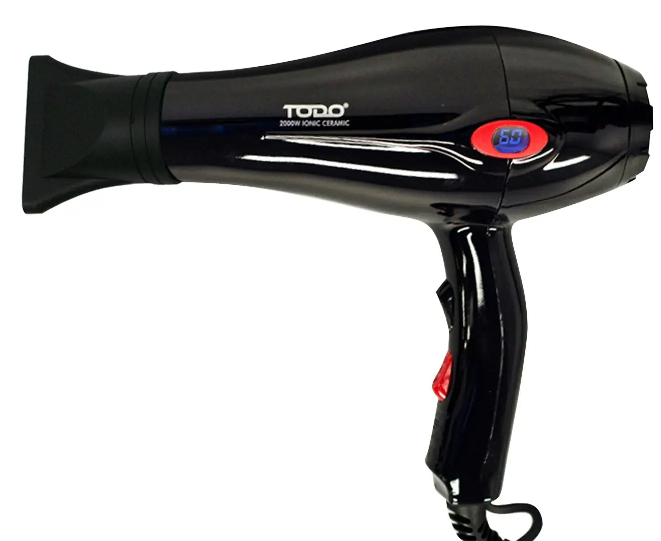 TODO 2000W Ionic Ceramic Anti Frizz Hair Dryer Digital Temperature Lcd Black