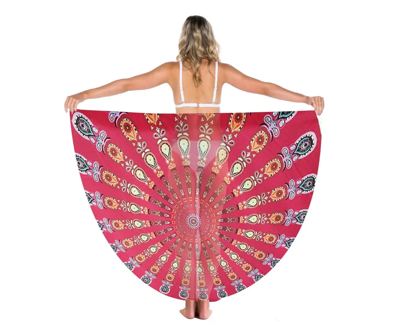 TODO Luxury Edition Chiffon Digital Print Beach Throw Yoga Earth Red