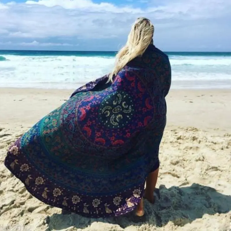 TODO Luxury Edition Chiffon Digital Print Beach Throw Yoga Earth Red