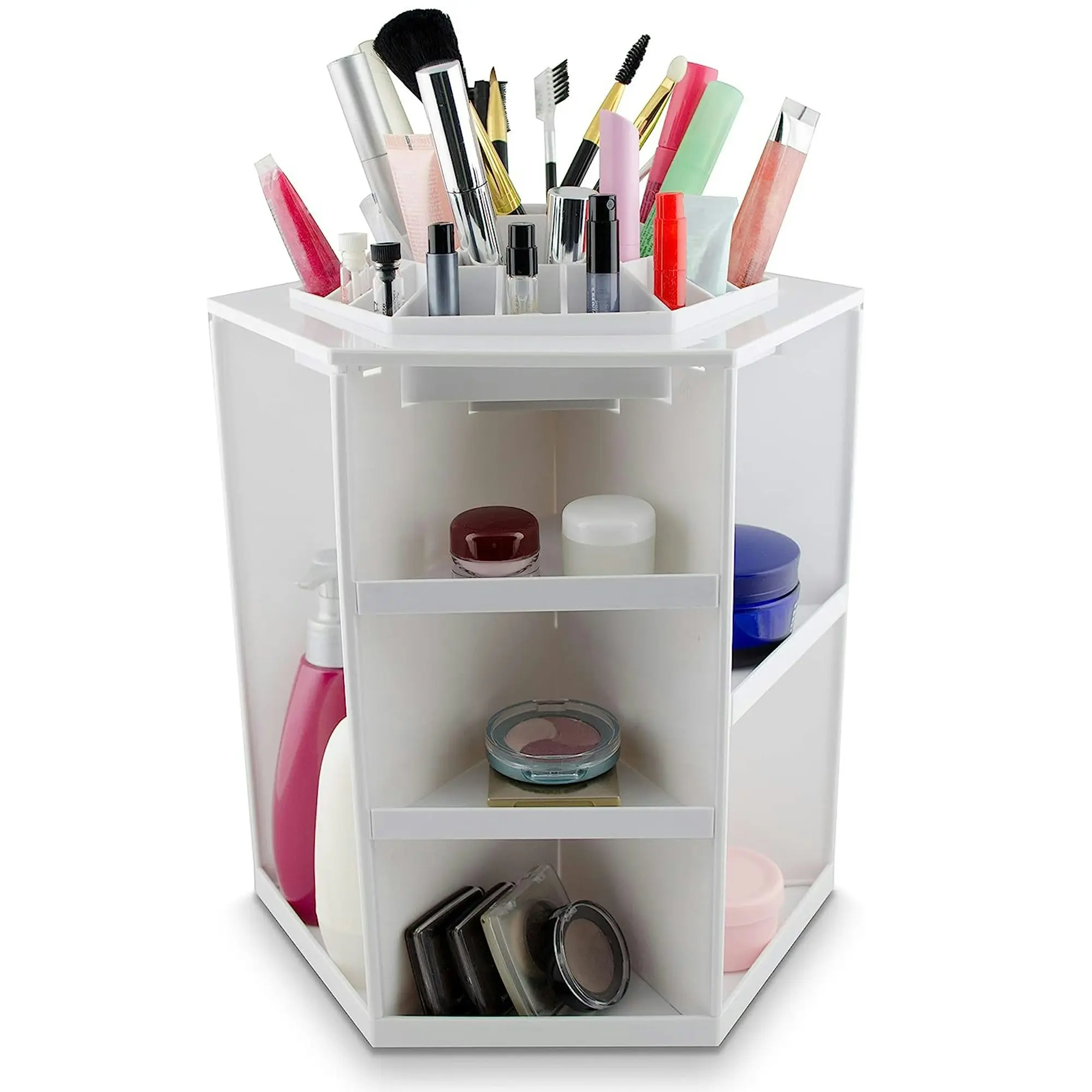 TODO 360 Rotating Makeup Organizer Container Spinning Hanger Rack White