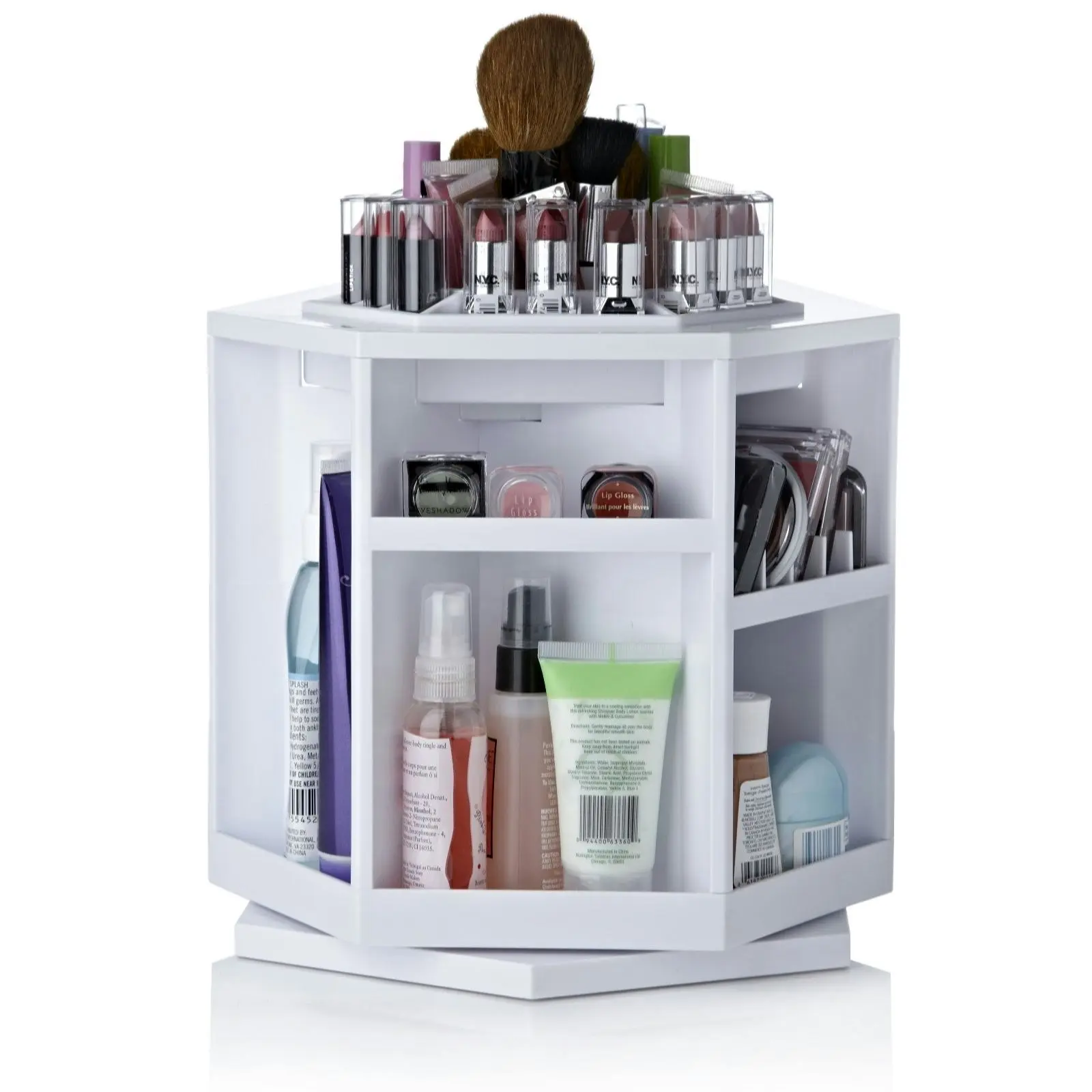 TODO 360 Rotating Makeup Organizer Container Spinning Hanger Rack White