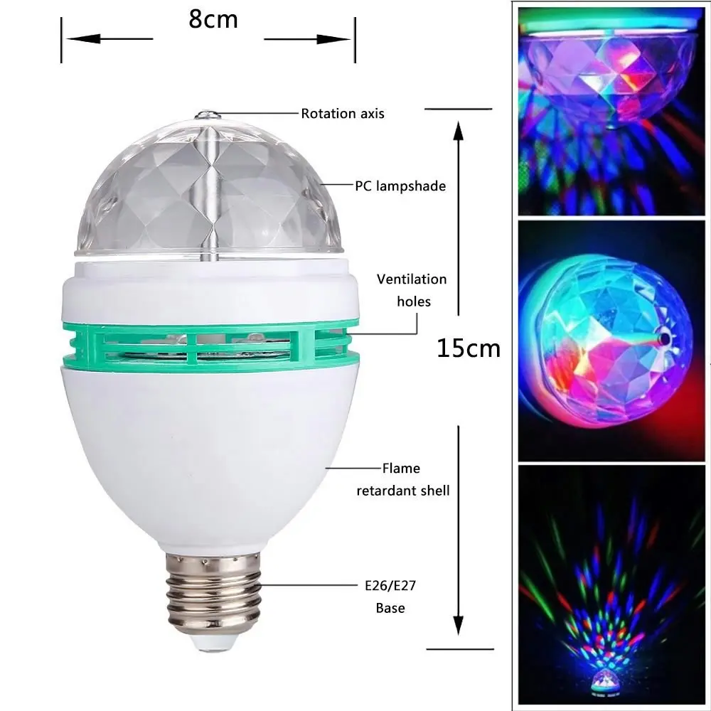 3W LED Disco Ball Light Bulb Lamp Bayonet Socket RGB Multicolour LED