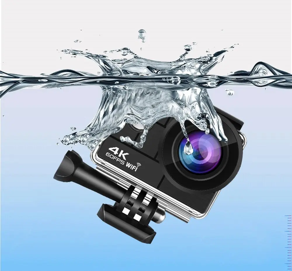 TODO 4K Ultra HD Sports Camera WIFI 30M Waterproof 24MP 2" LCD Action Cam APP Remote - Black