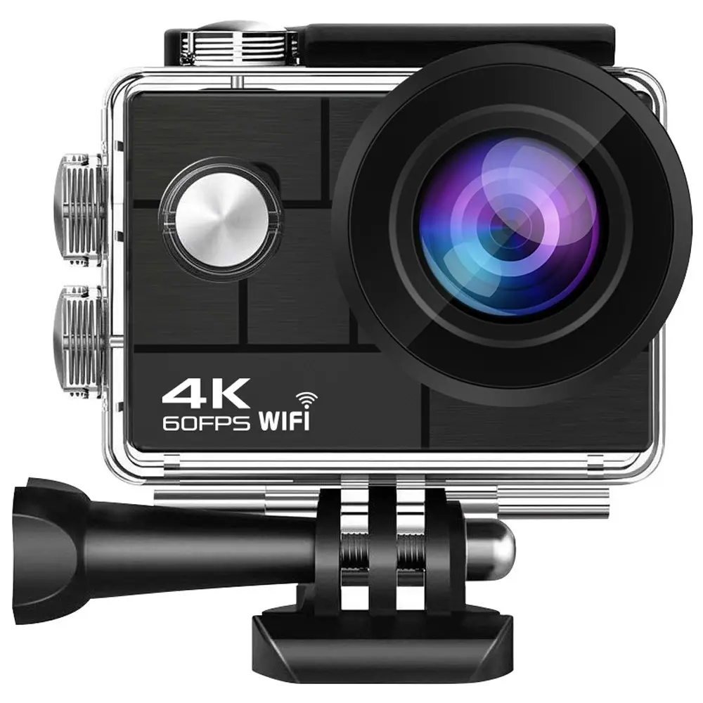 TODO 4K Ultra HD Sports Camera WIFI 30M Waterproof 24MP 2" LCD Action Cam APP Remote - Black