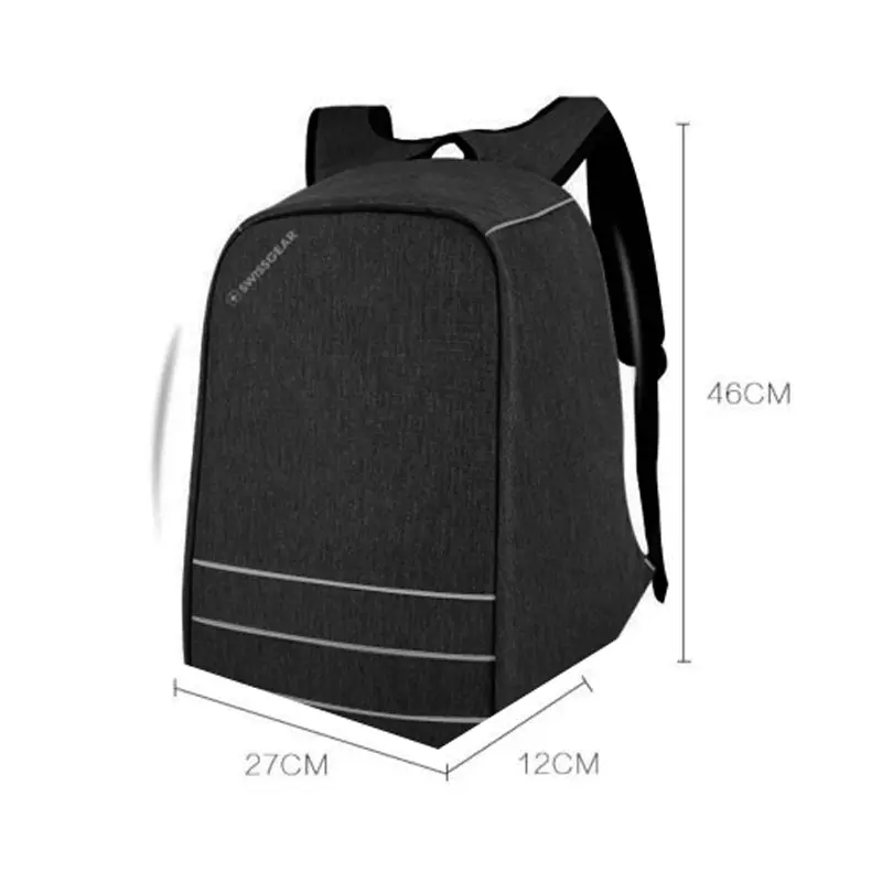 Swissgear 15.6" Anti Theft Laptop Backpack Usb Charge Port Sa1866 - Black Silver