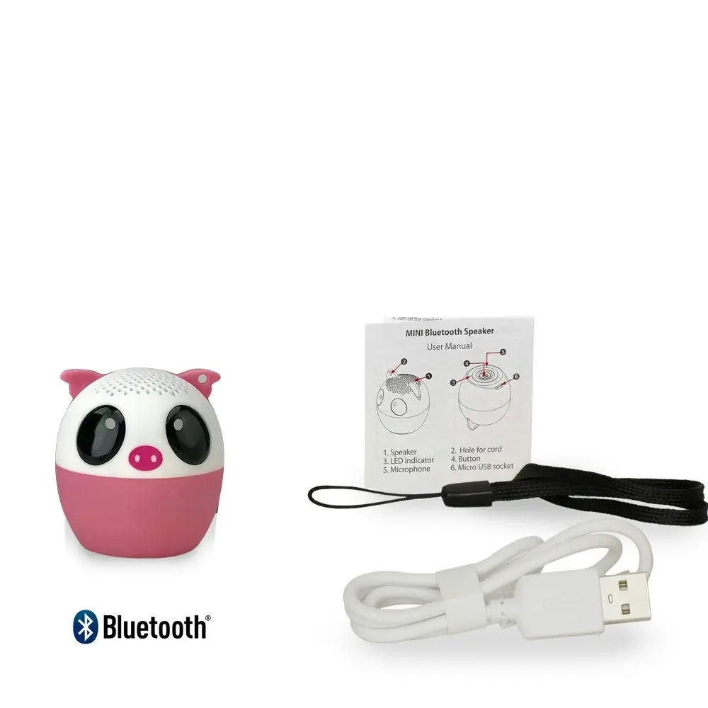 Bluetooth V4.1 Mini Animal Speaker Portable Rechargeable Handsfree Shutter Pig