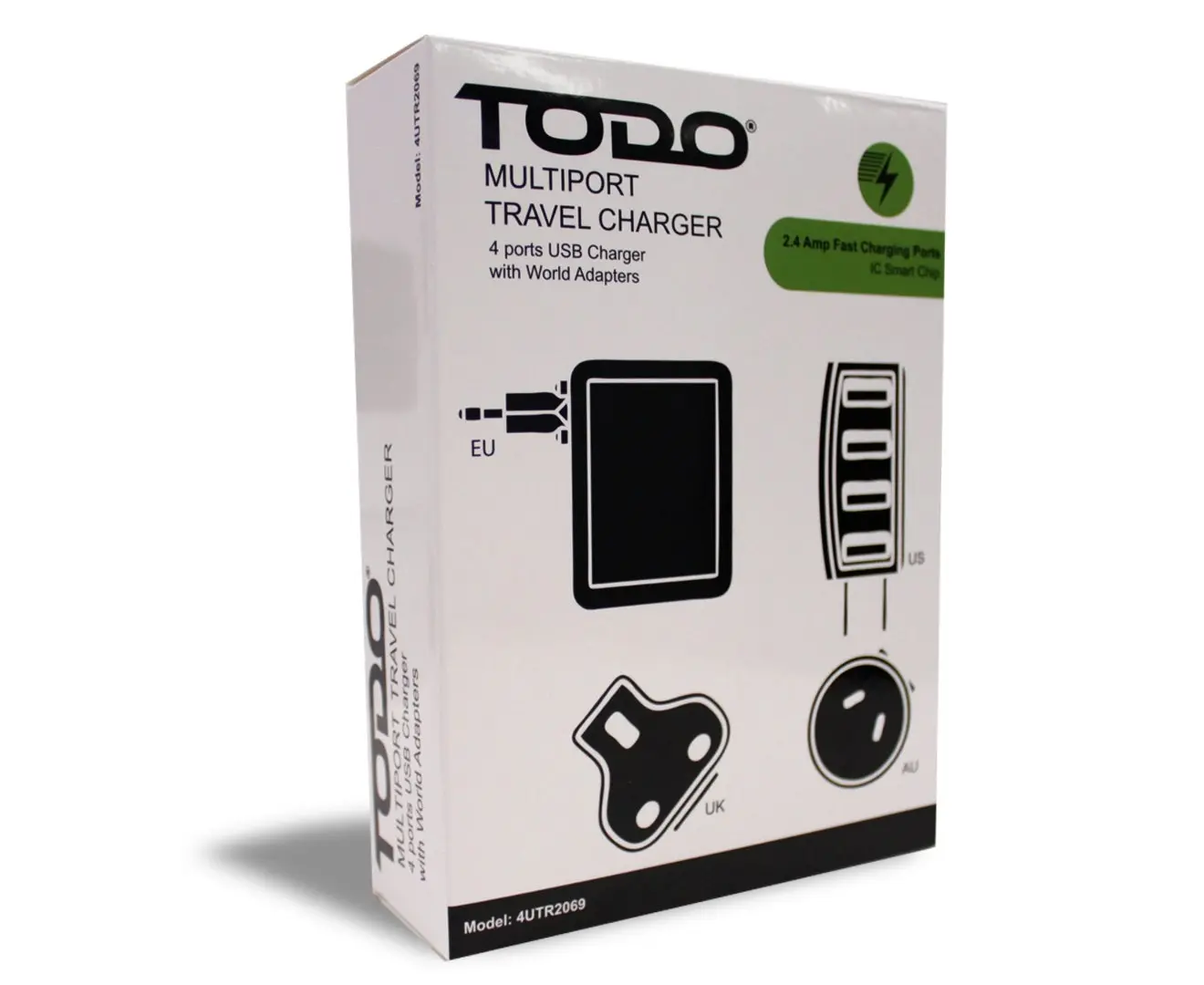 TODO 4 Port Usb Universal Travel Charger Adapter Fast Charge 2.4A Au Eu Uk Us Saa Approved