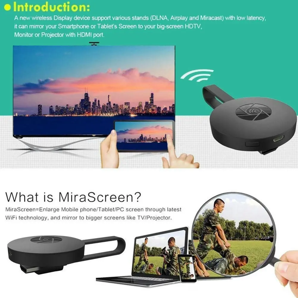 Mirascreen Rg2 2.4Ghz Wireless Wifi Hdmi Dongle Adapter Usb For Hdtv Display