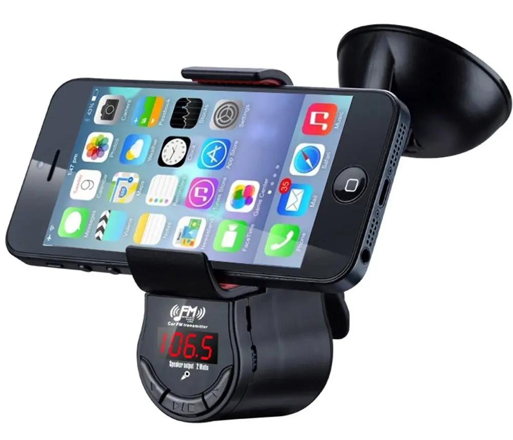 TODO Fm Transmitter Phone Holder Handsfree Speaker Mp3 Playback Aux In Fm-09