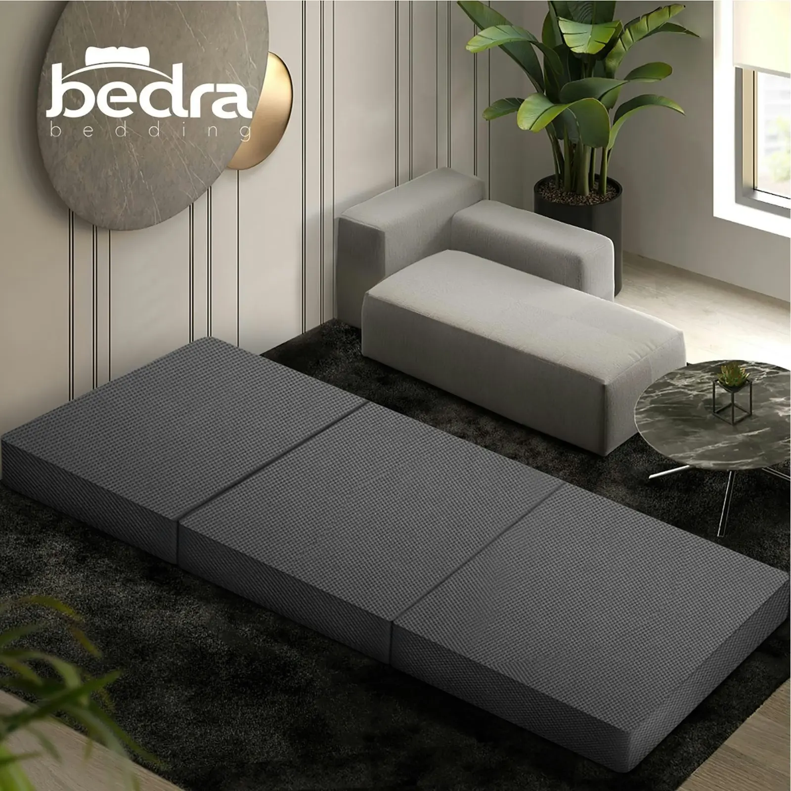 Bedra Folding Mattress Portable Single Foldable Sofa Foam Bed Grey