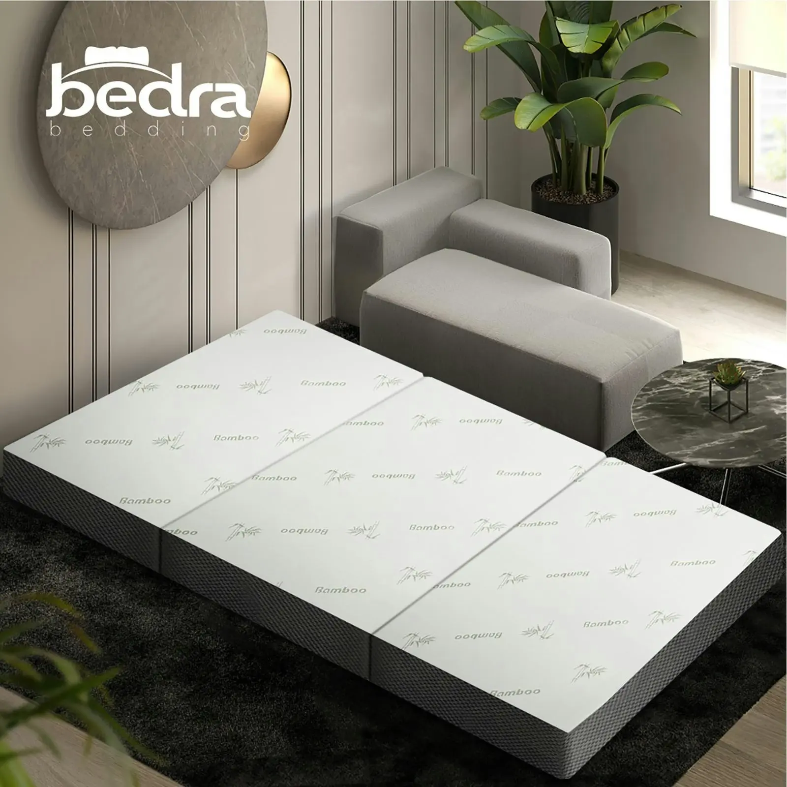 Bedra Folding Foam Mattress Bamboo Sofa Bed Foldable Sleeping Mat Camping Double