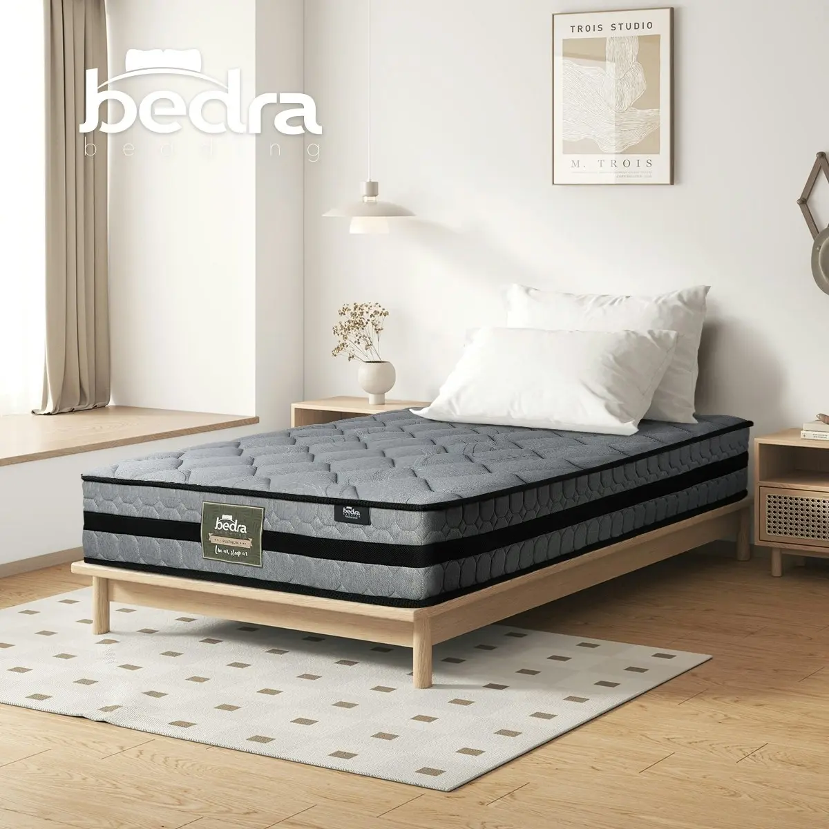 Bedra Single Mattress Bed Mattress 3D Mesh Fabric Firm Foam Spring 22cm 7-Zone