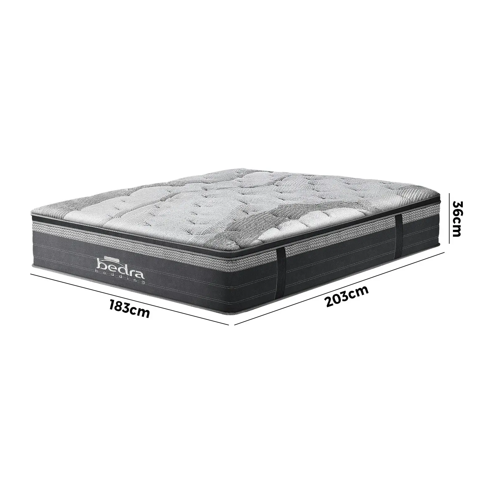 Bedra King Mattress Breathable Spring Euro Top Natural Latex Foam 36cm 7 zone