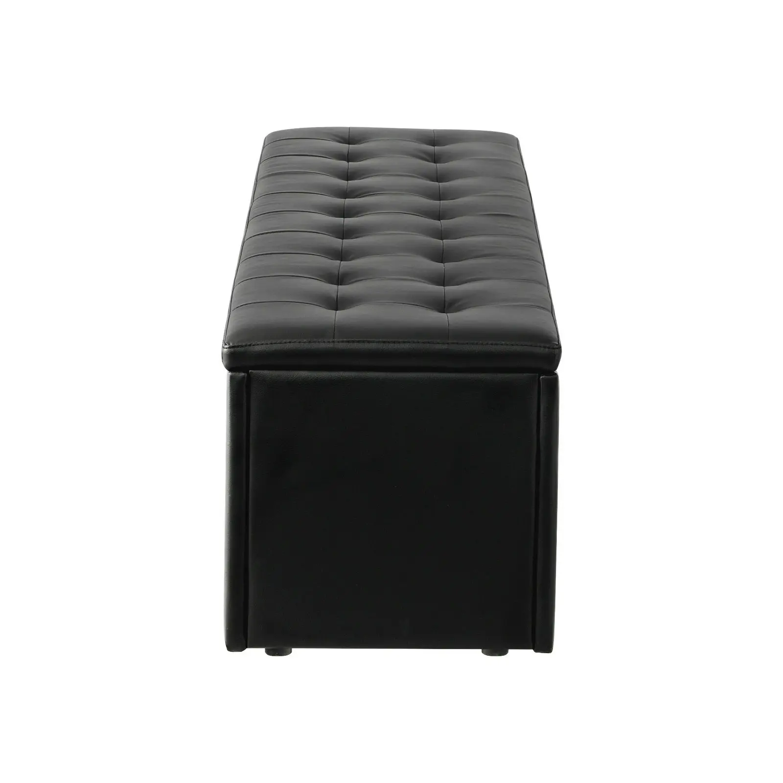 Oikiture Storage Ottoman Blanket Box Foot Stool XL Chest Toy PU Leather Black