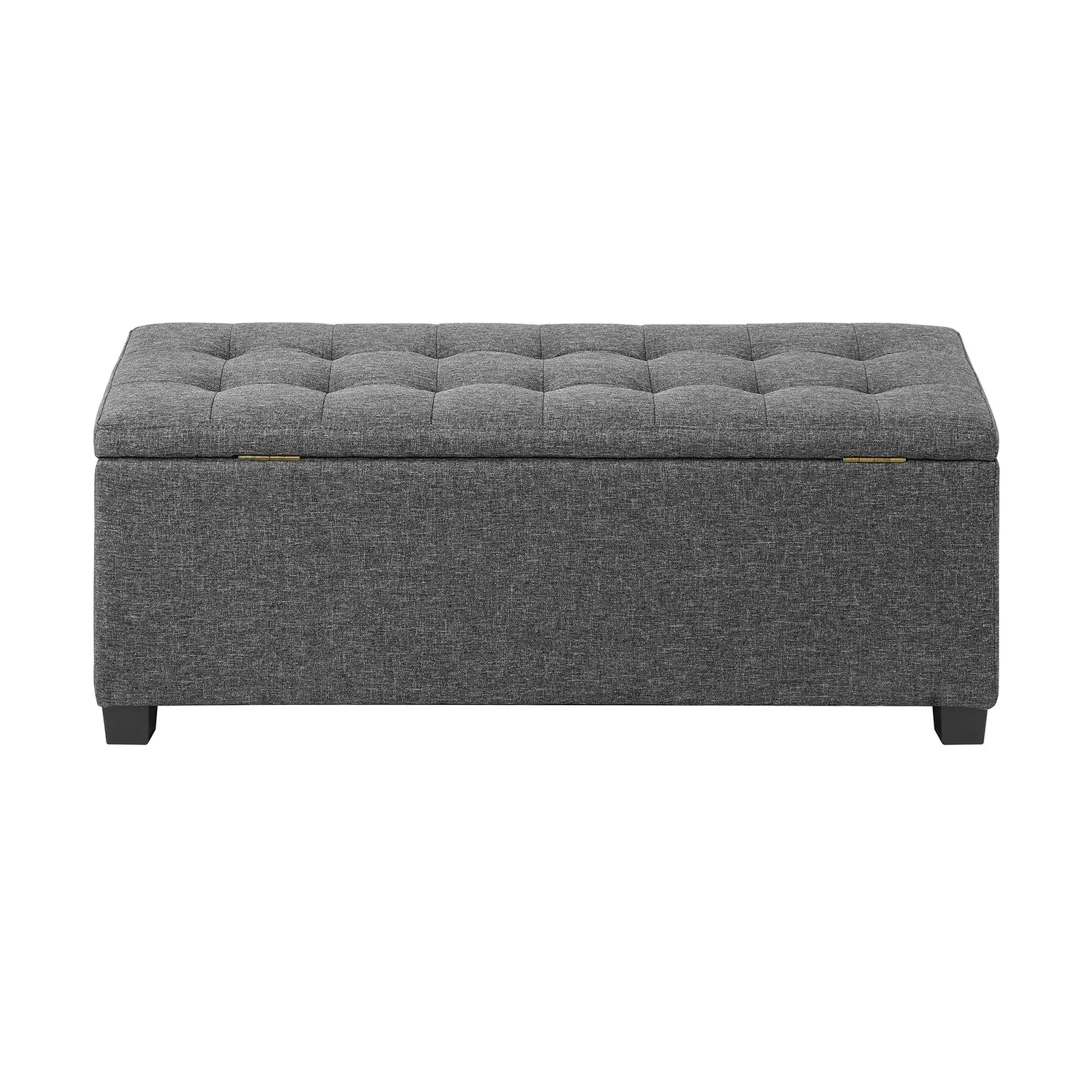 Oikiture Storage Ottoman Blanket Box Faux Linen Chest Toy Foot Stool LARGE Grey