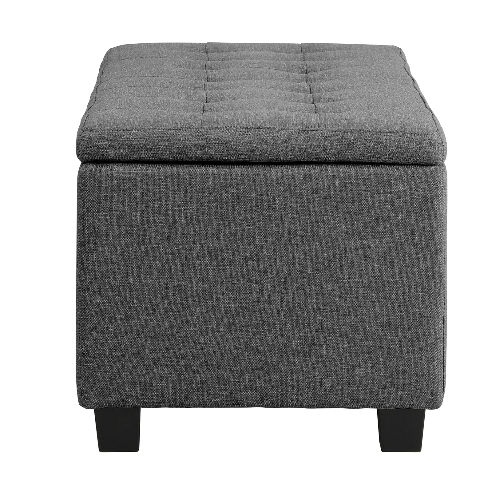 Oikiture Storage Ottoman Blanket Box Faux Linen Chest Toy Foot Stool LARGE Grey