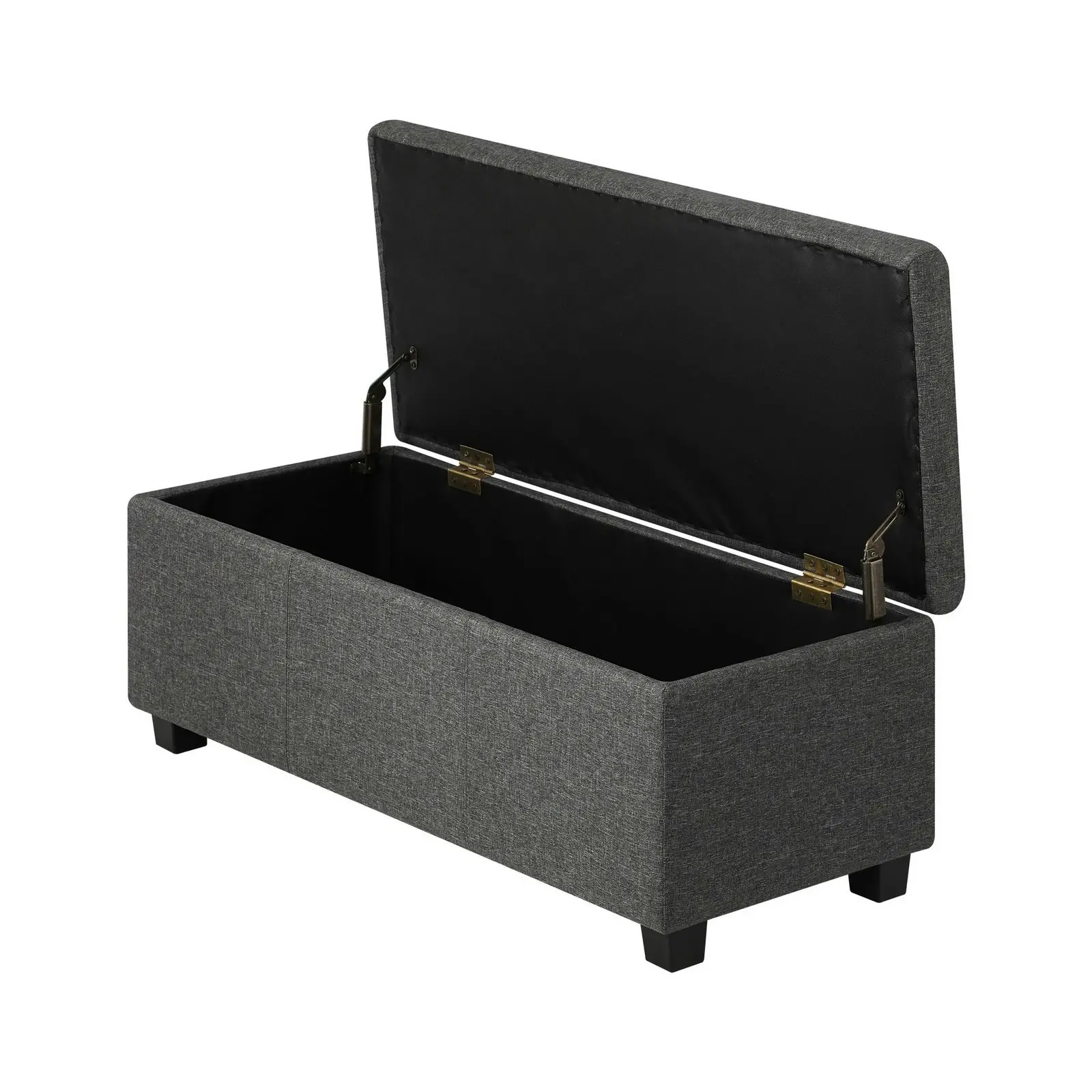 Oikiture Storage Ottoman Blanket Box Linen Fabric Arm Foot Stool Couch Grey Large