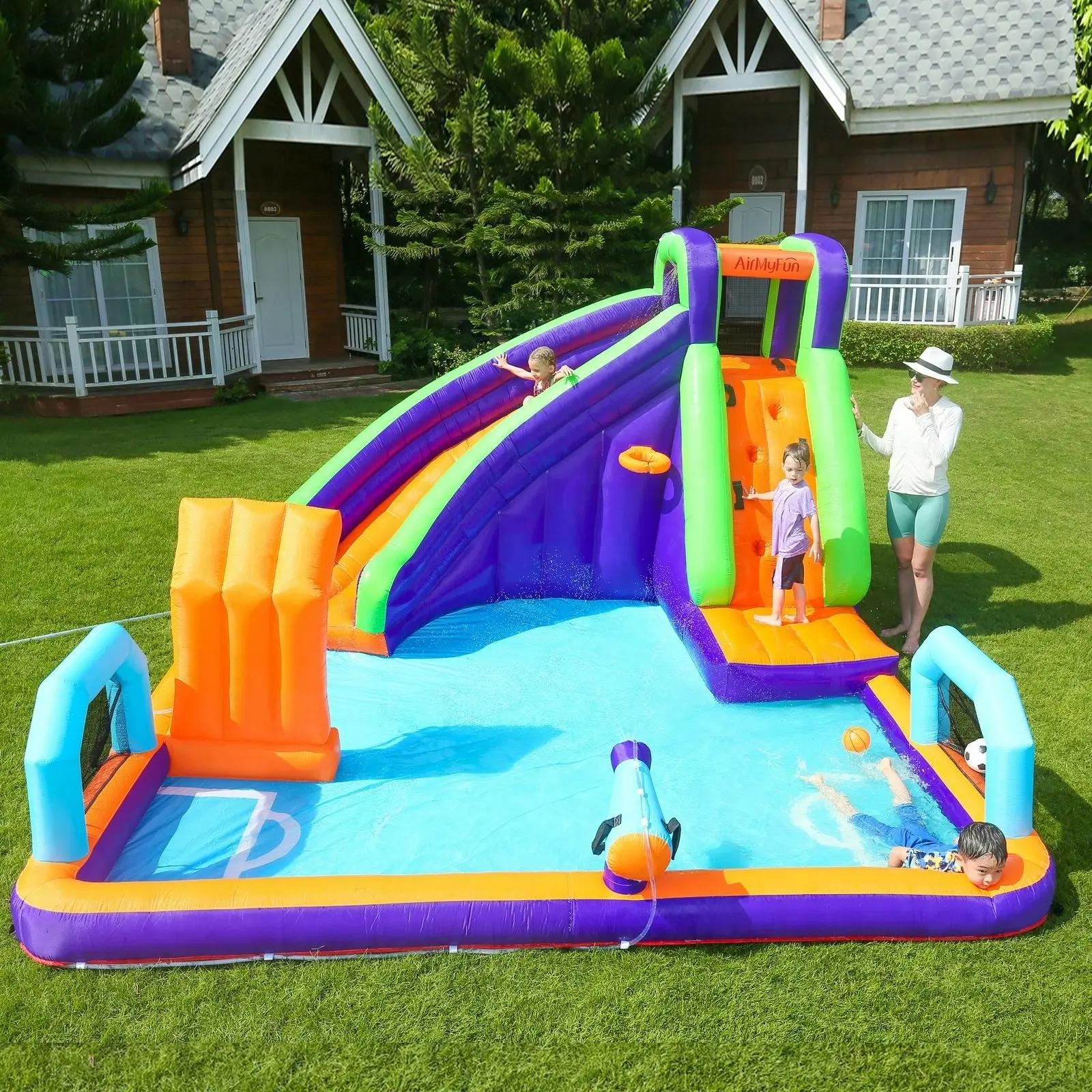 AirMyFun Inflatable Water Slide Bounce House Jumping Castle Park Play Pool Gift