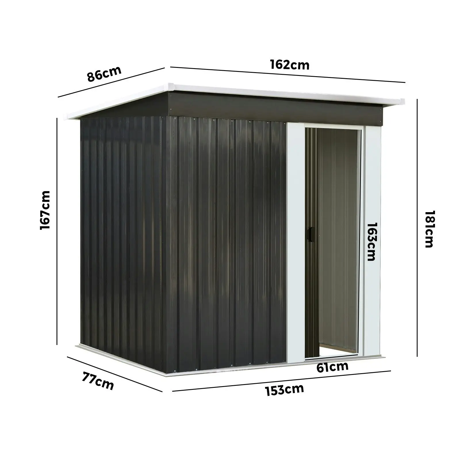 Livsip Garden Shed Outdoor Storage Sheds 1.62x0.86M Workshop Cabin Metal House