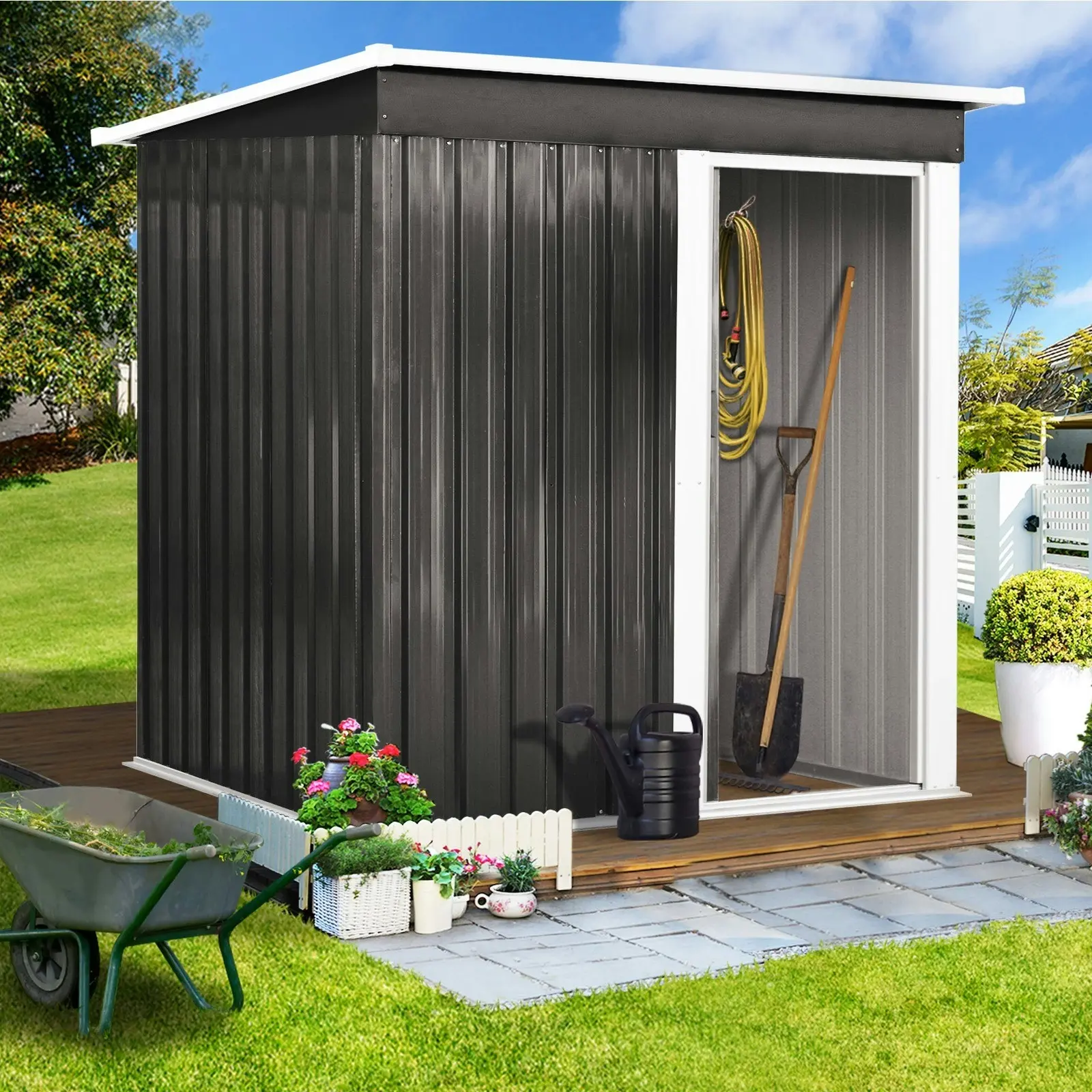 Livsip Garden Shed Outdoor Storage Sheds 1.62x0.86M Workshop Cabin Metal House