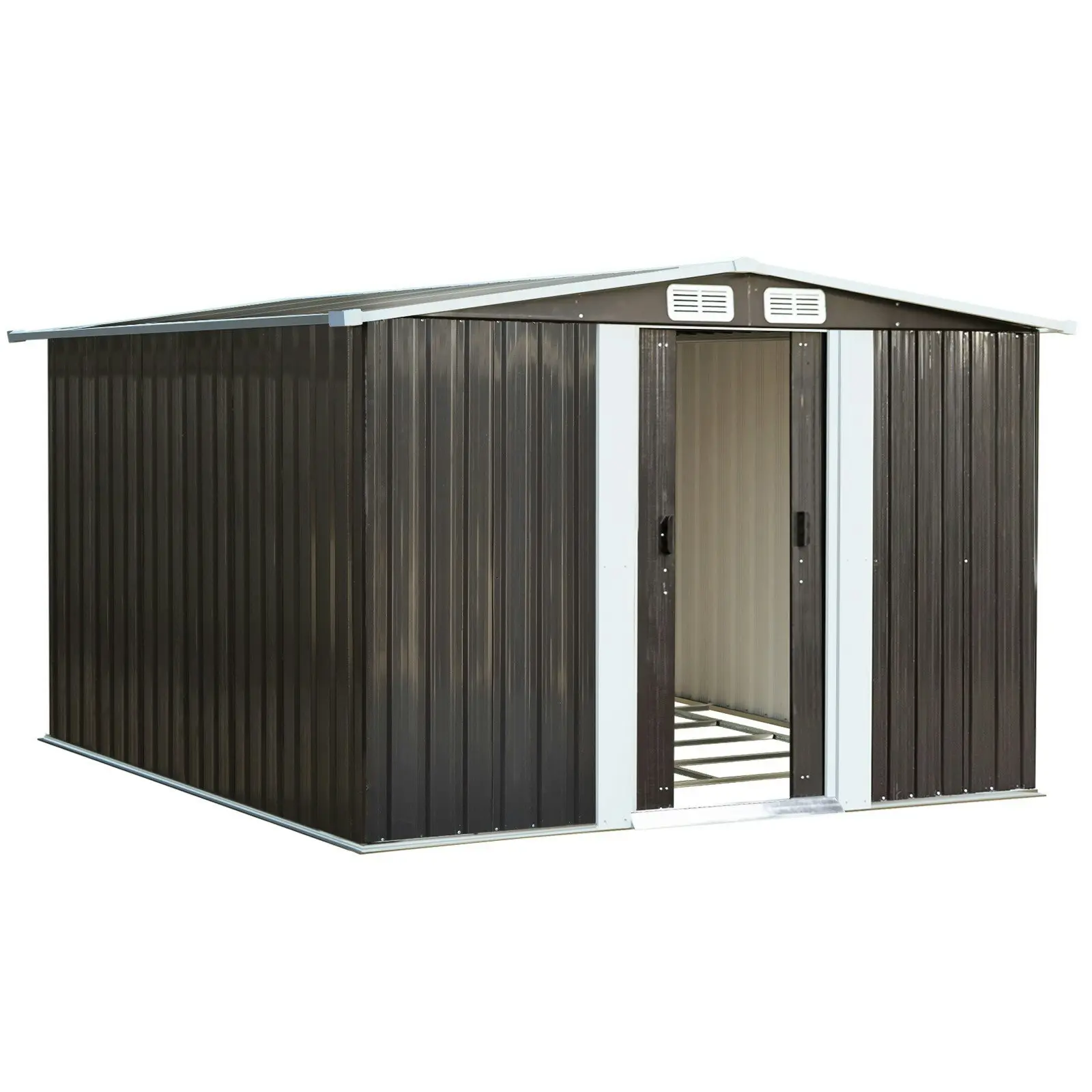 Livsip Garden Shed Outdoor Storage Sheds 2.57x2.05M Workshop Cabin Metal Base