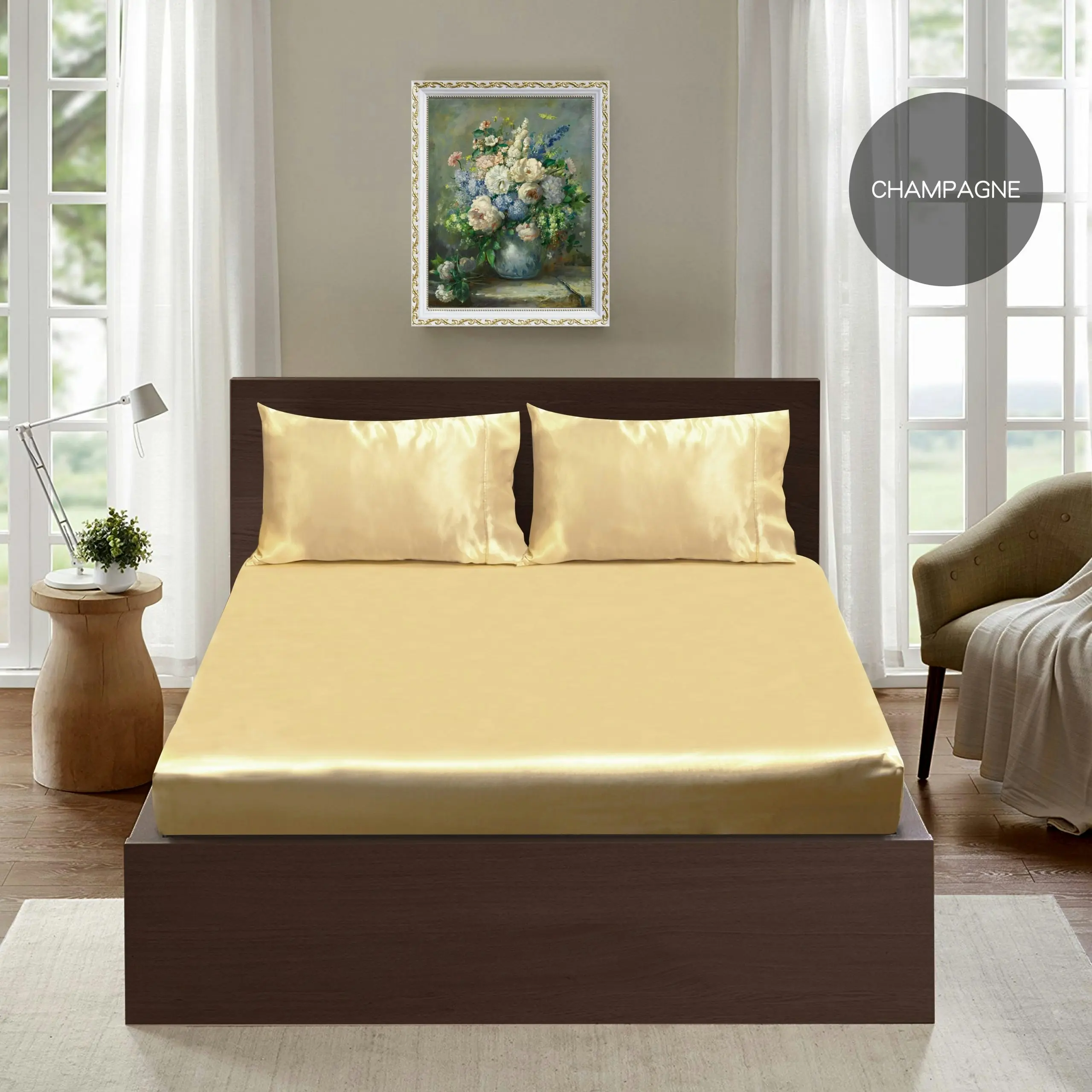 Ramesses Casablanca Premium Silken Touch Satin Fitted Sheet Combo Set