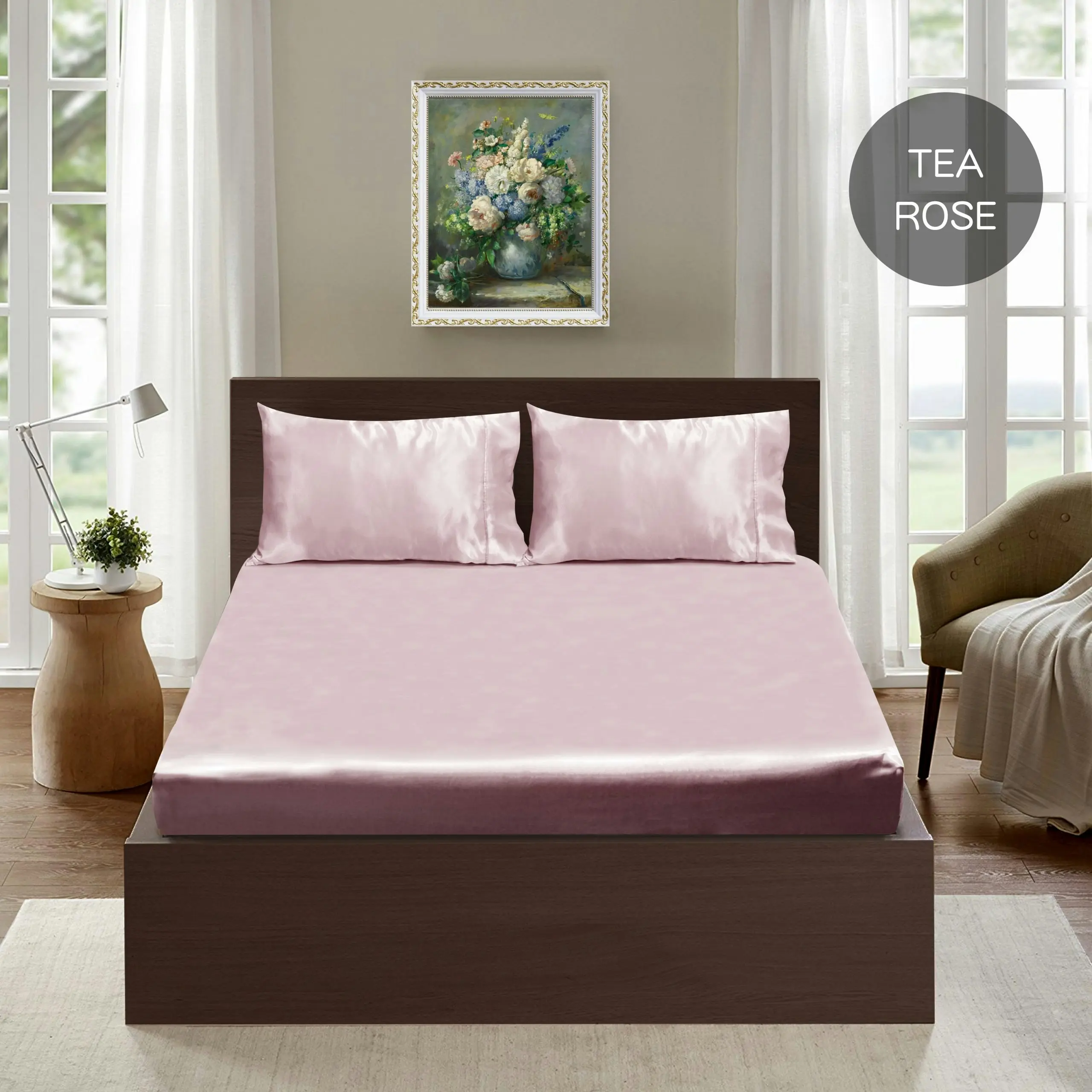 Ramesses Casablanca Premium Silken Touch Satin Fitted Sheet Combo Set