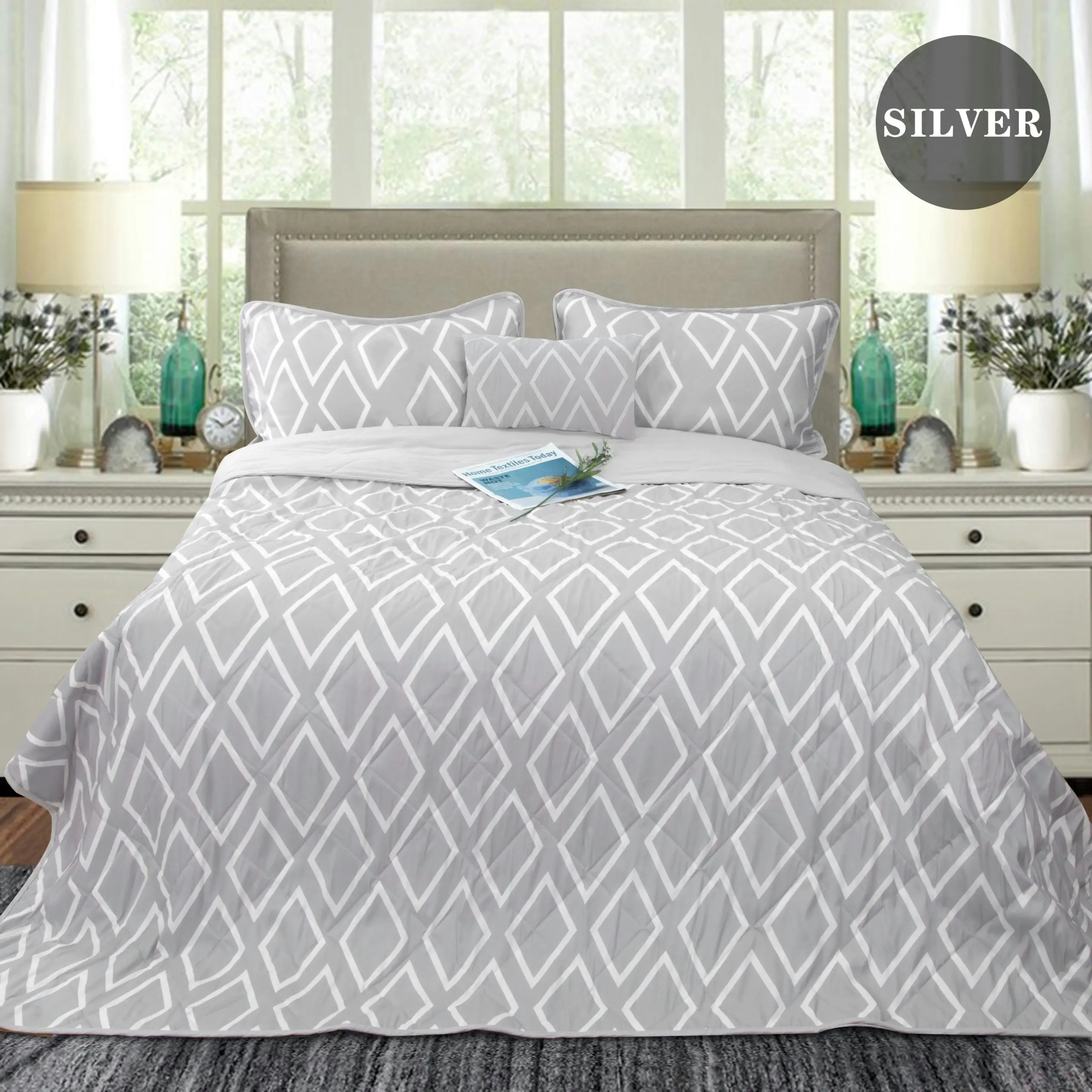 Ramesses Alena 4 Pieces Reversible Ultrasonic And Embossed Micro Flannel Comforter Set