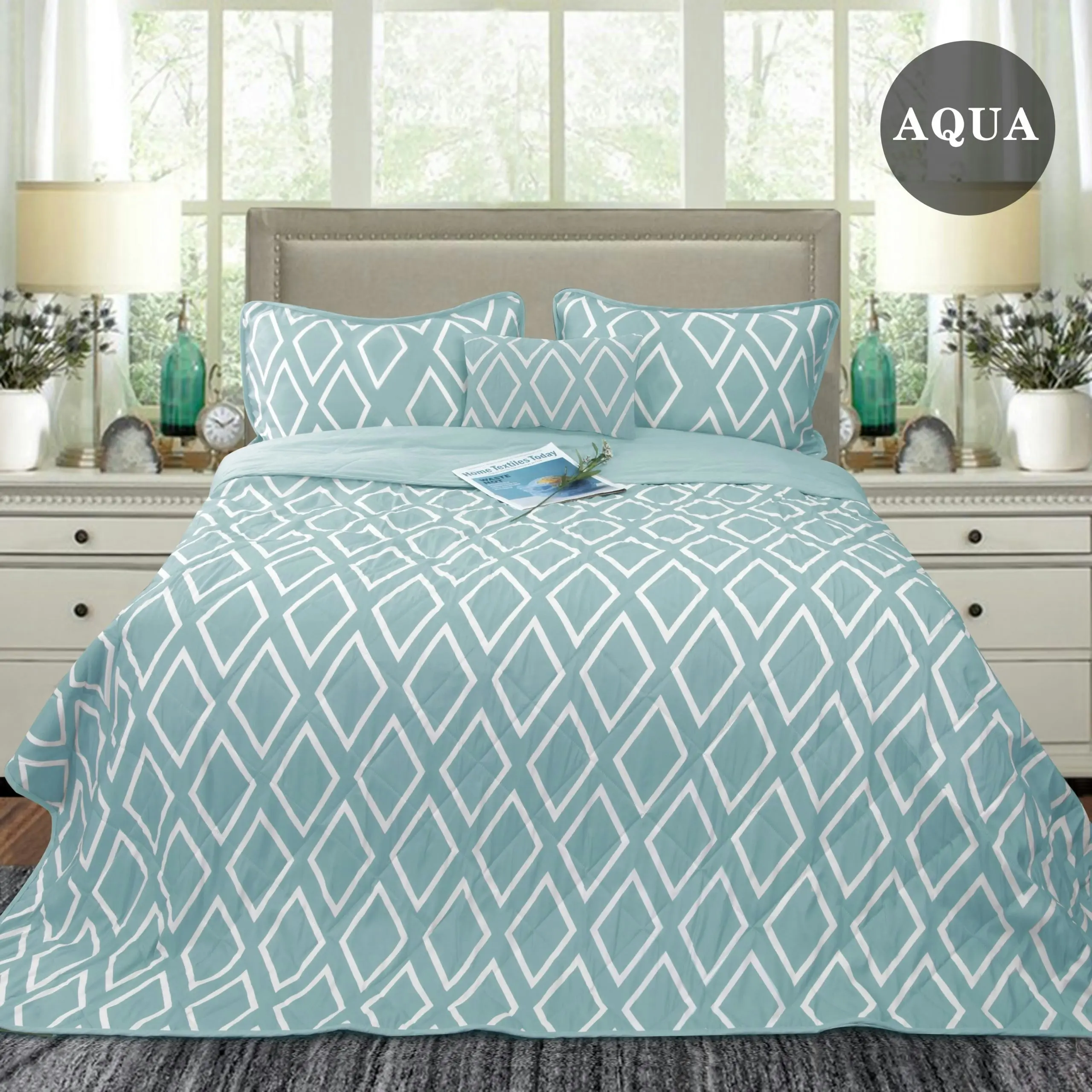 Ramesses Alena 4 Pieces Reversible Ultrasonic And Embossed Micro Flannel Comforter Set