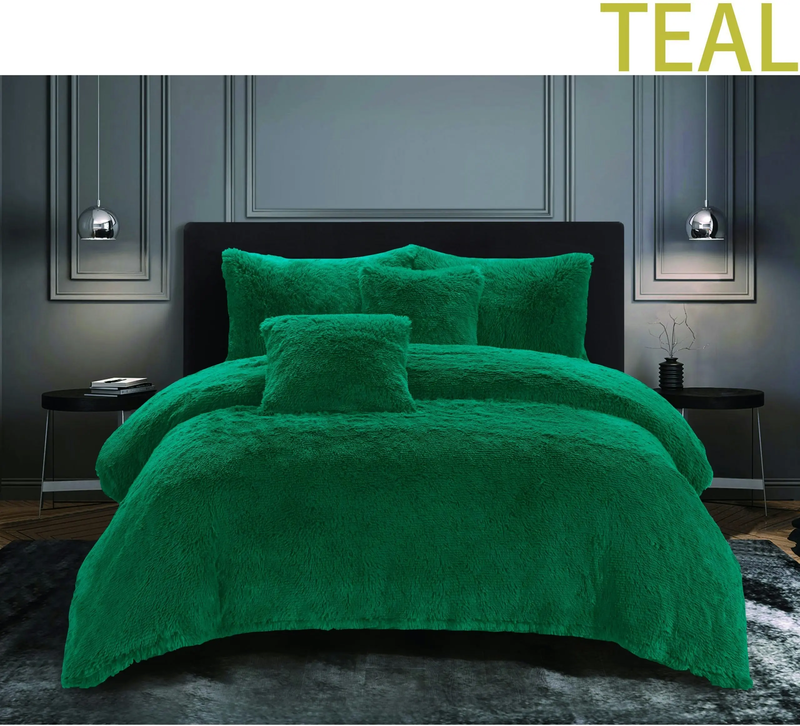 Ramesses Shaggy Fleece Comforter Set-Two Cushion Covers