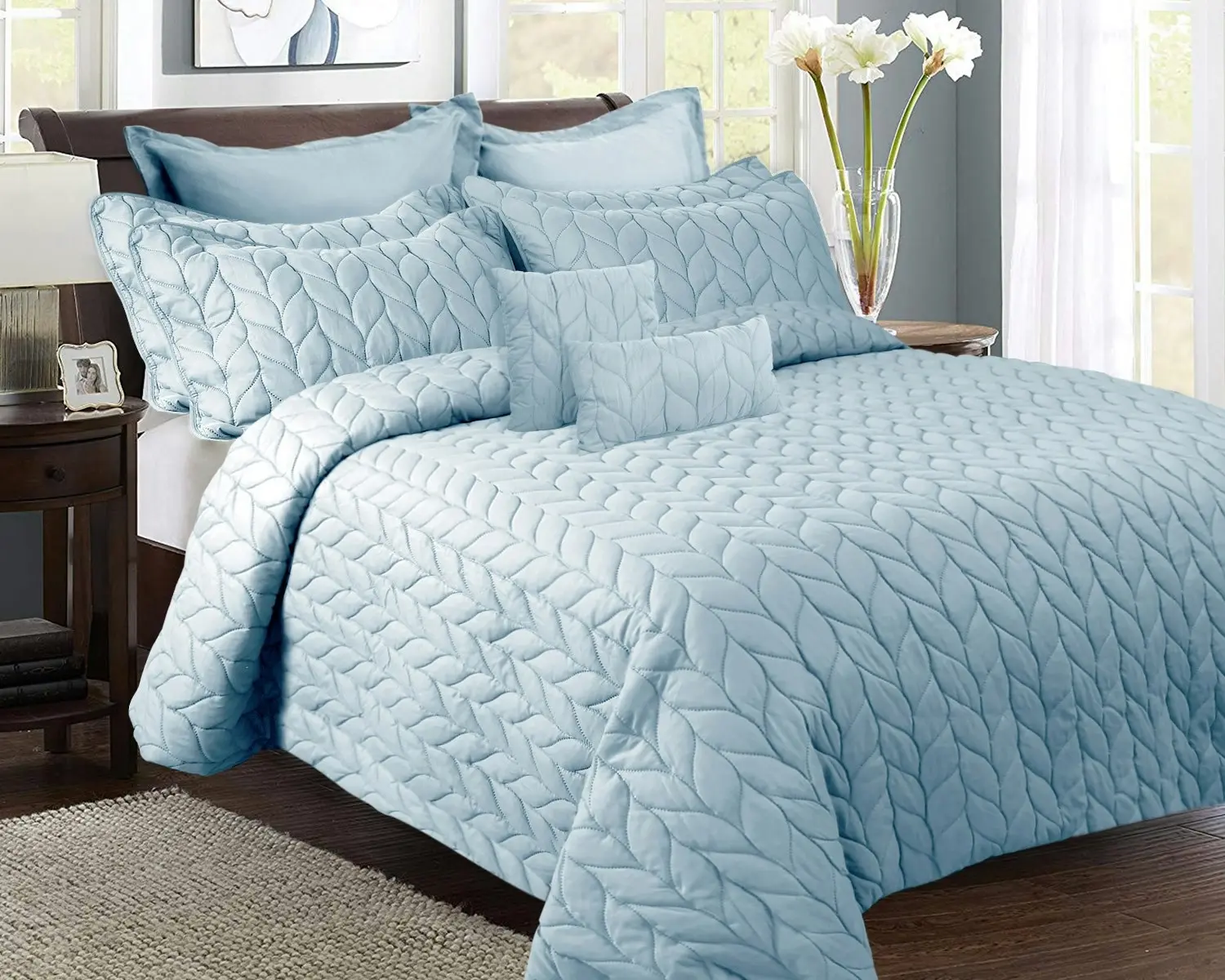 9 Piece Ultrasonic All Seasons Comforter Set