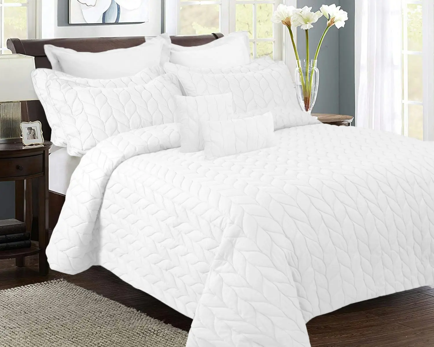 9 Piece Ultrasonic All Seasons Comforter Set