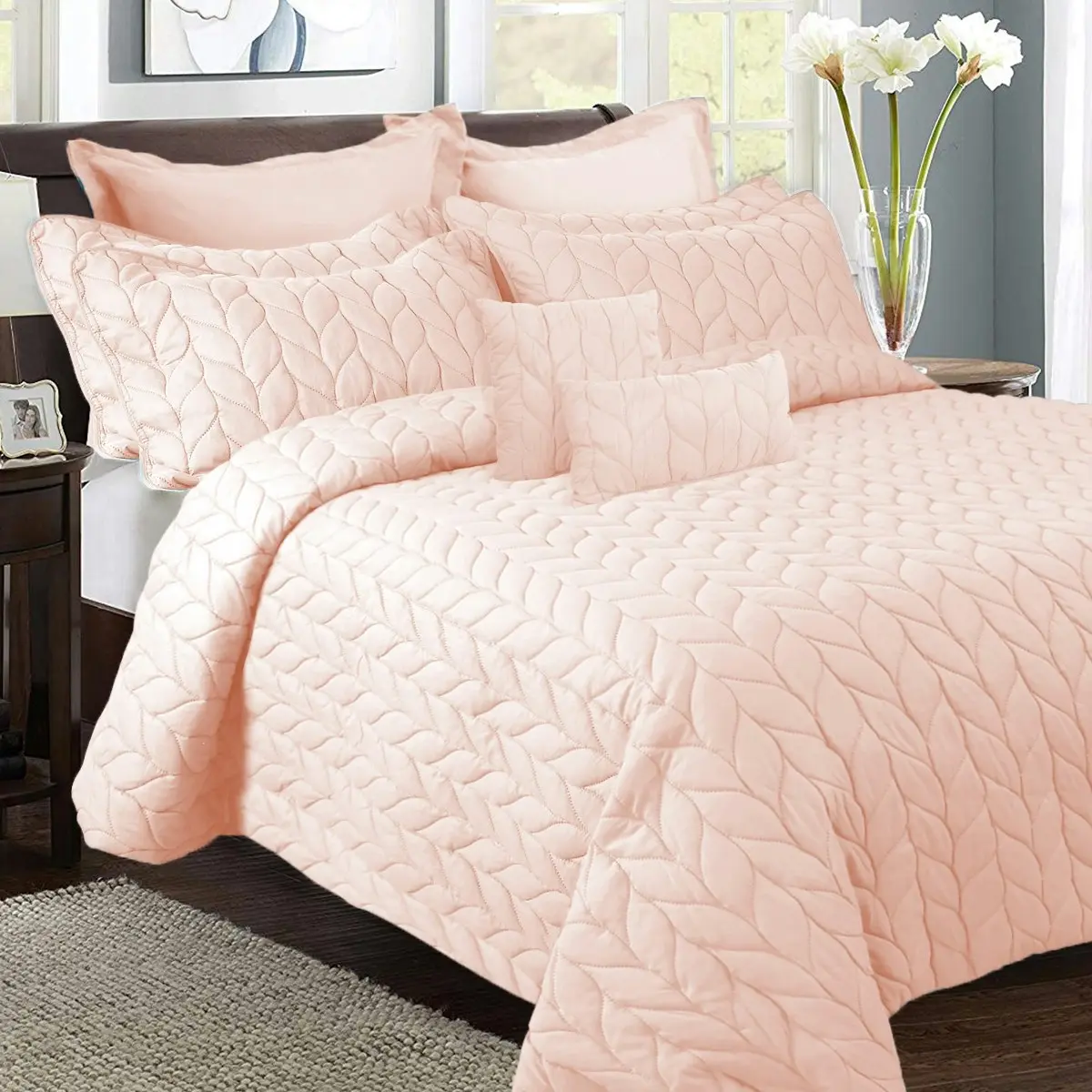 9 Piece Ultrasonic All Seasons Comforter Set