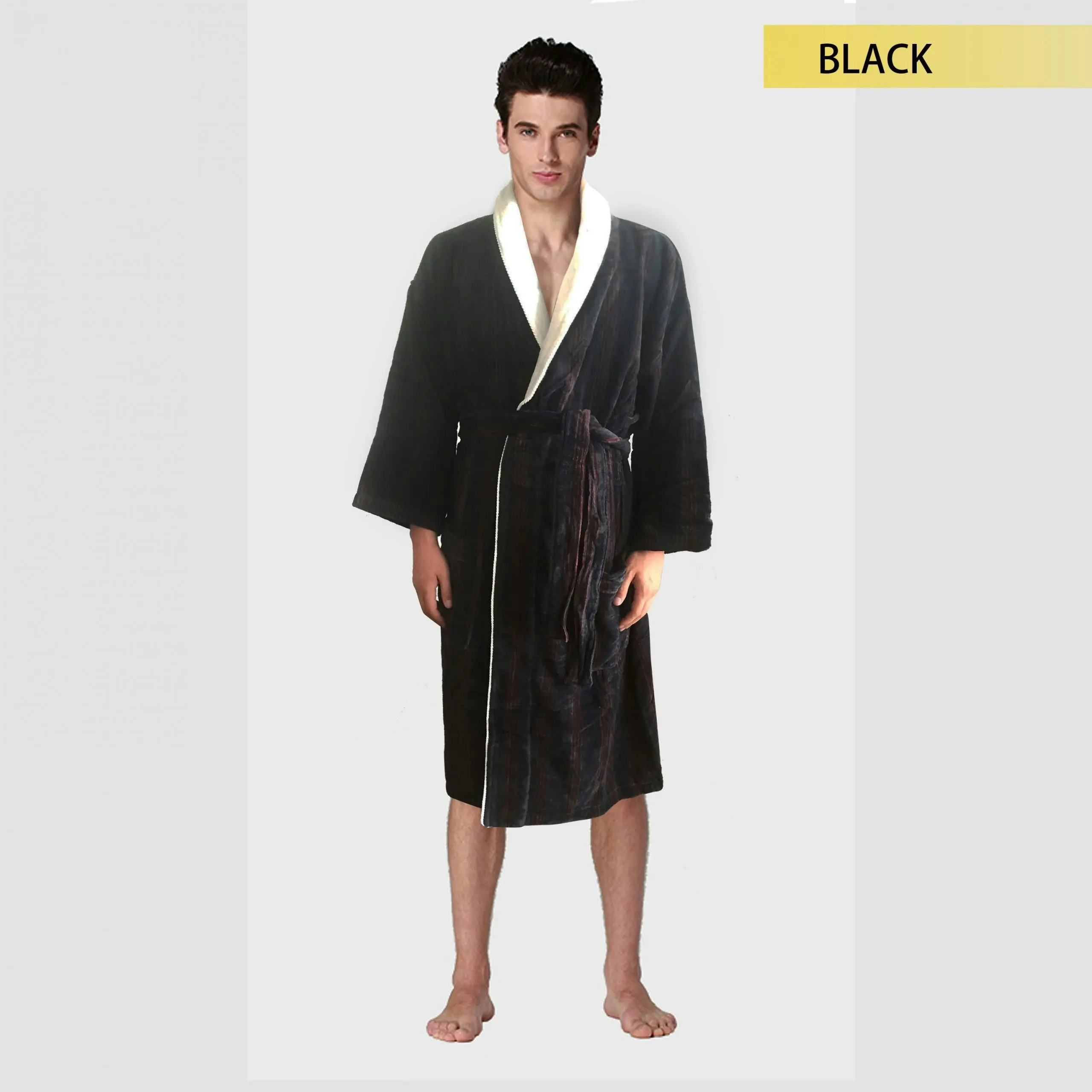 Egyptian Cotton Velour Striped Bathrobe