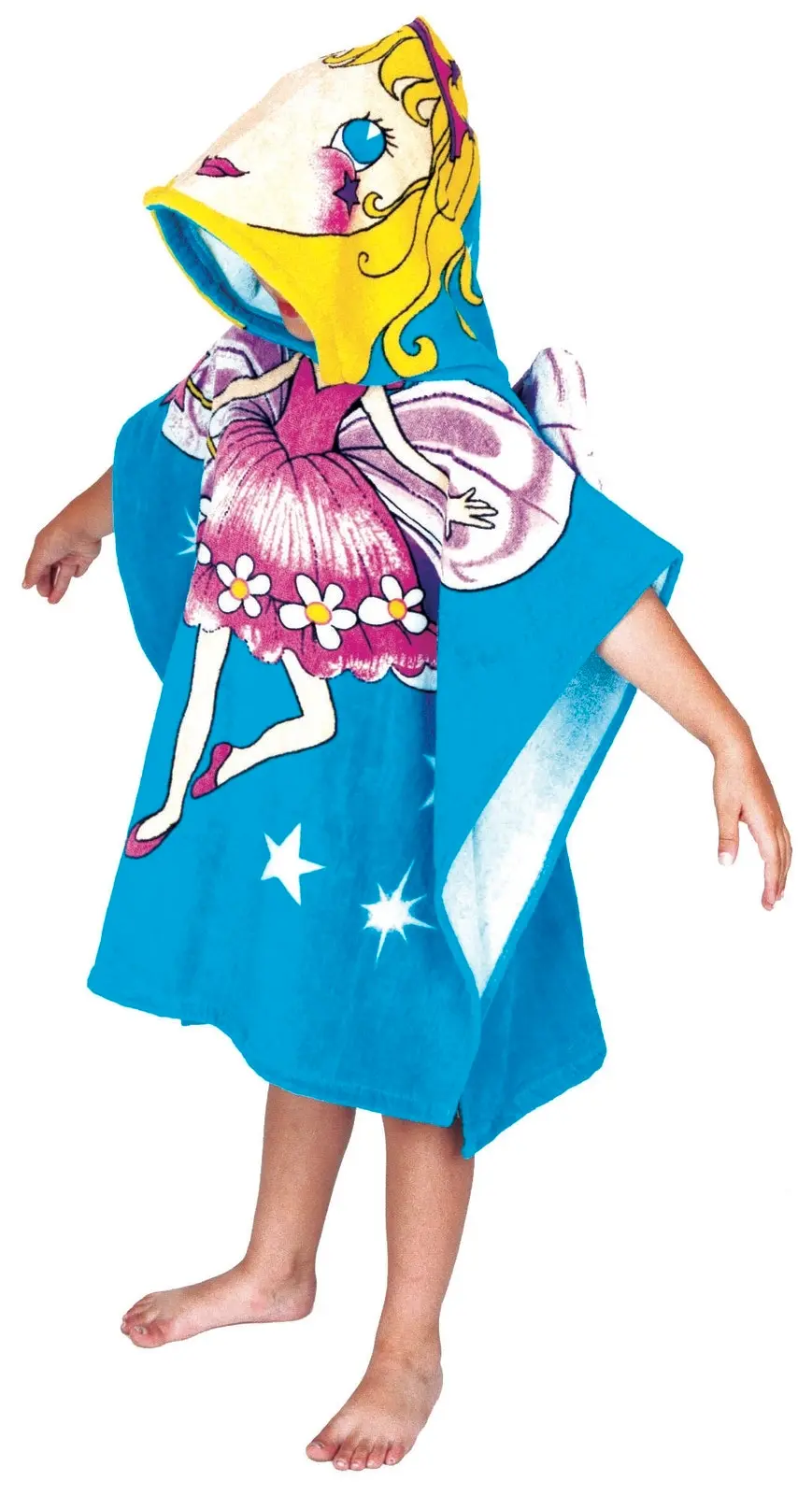 Kingtex Kids Beach Hooded  Towelling Poncho Ballerina Fairy