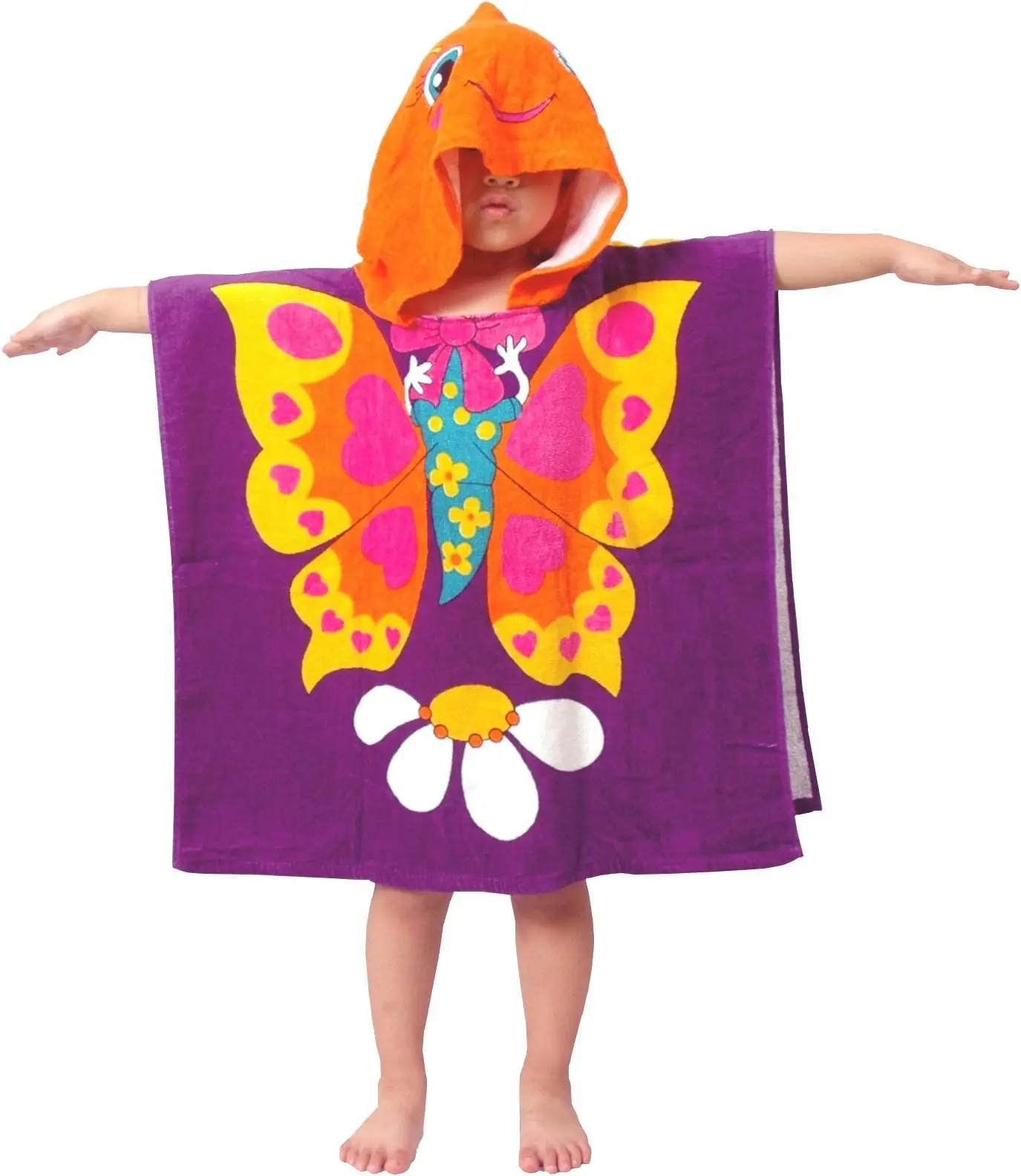 Kingtex Kids Beach Hooded  Towelling Poncho Ballerina Fairy