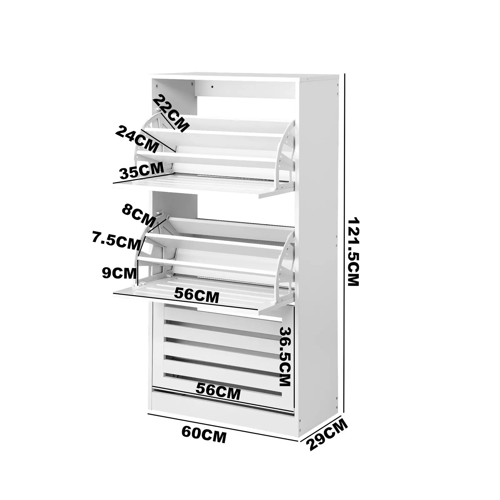 Oikiture Shoes Rack Shoe Storage Cabinet Organiser Shelf 3 Doors 45 Pairs White