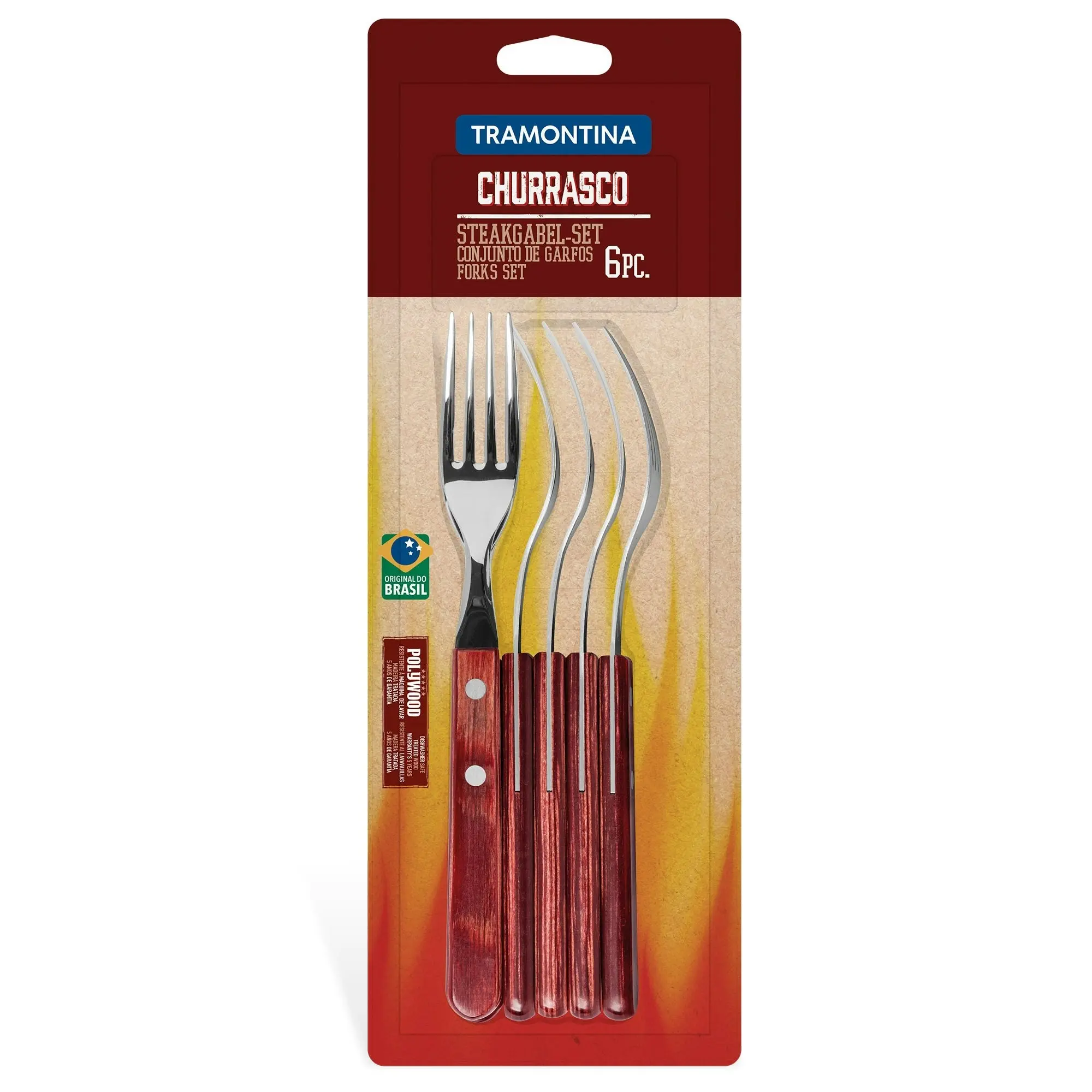 Tramontina Churrasco Forks Set, Polywood Red 6Pc