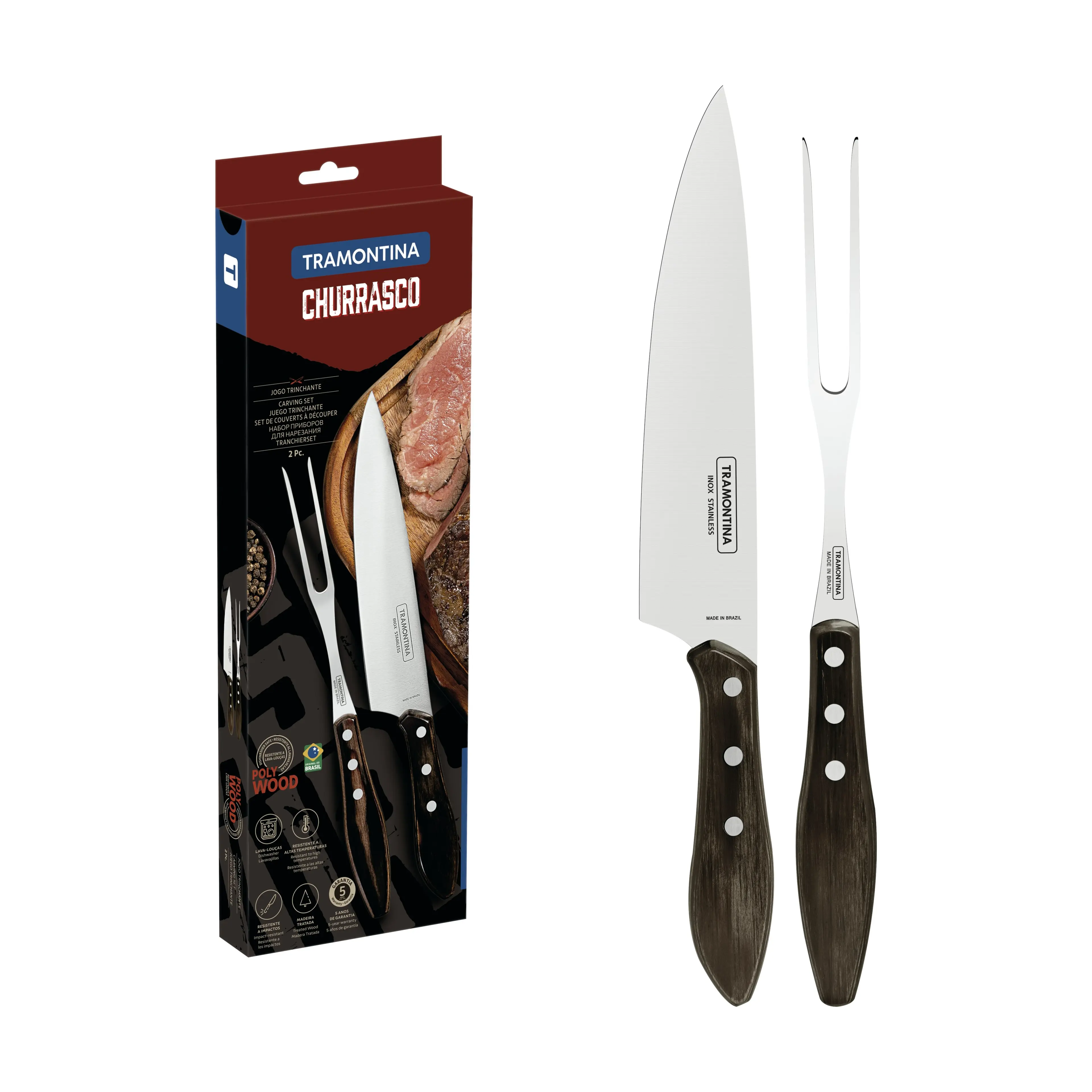 Tramontina Churrasco Barbecue Set Polywood 2Pc