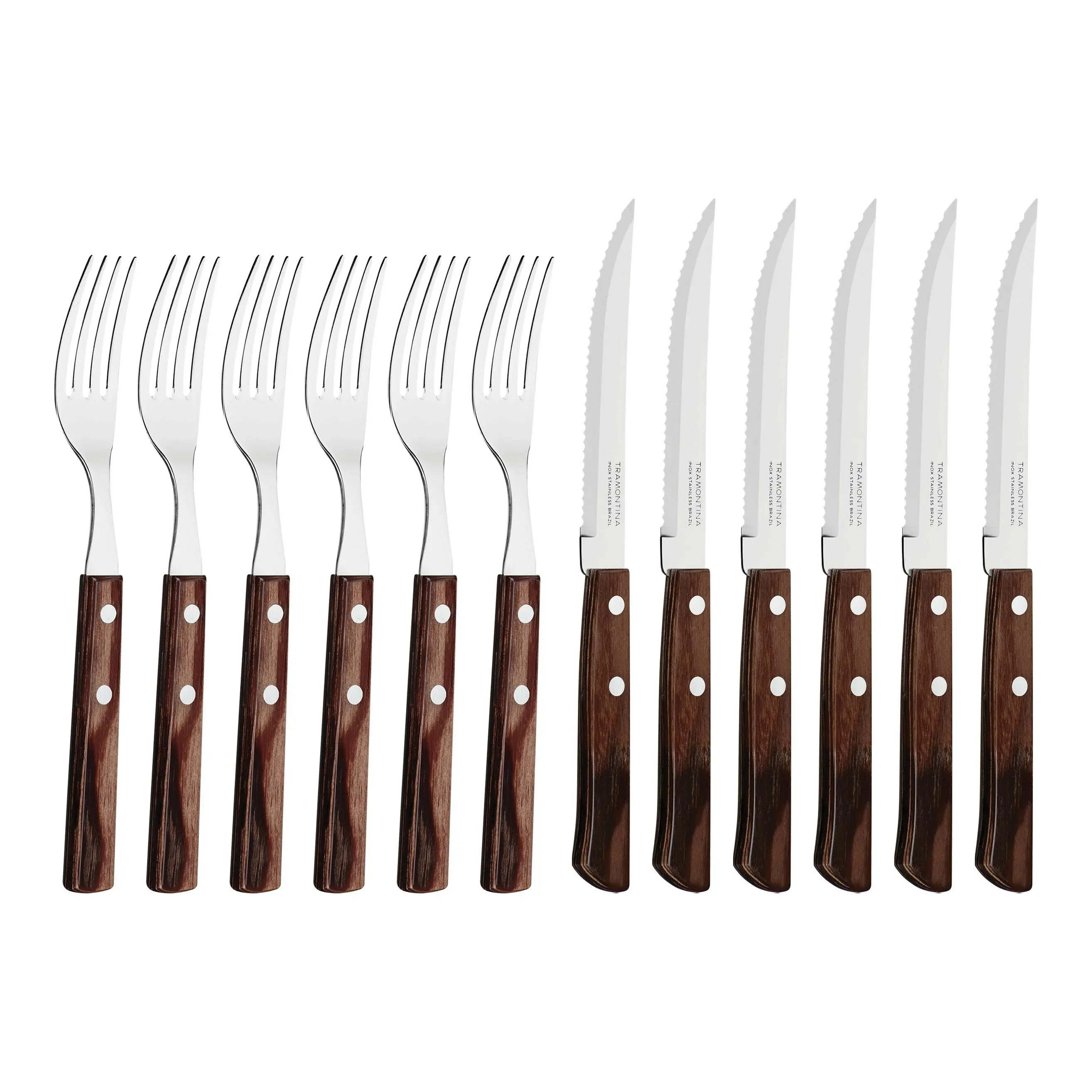 Tramontina Churrasco Traditional Steak Set, Polywood Brown 12Pc