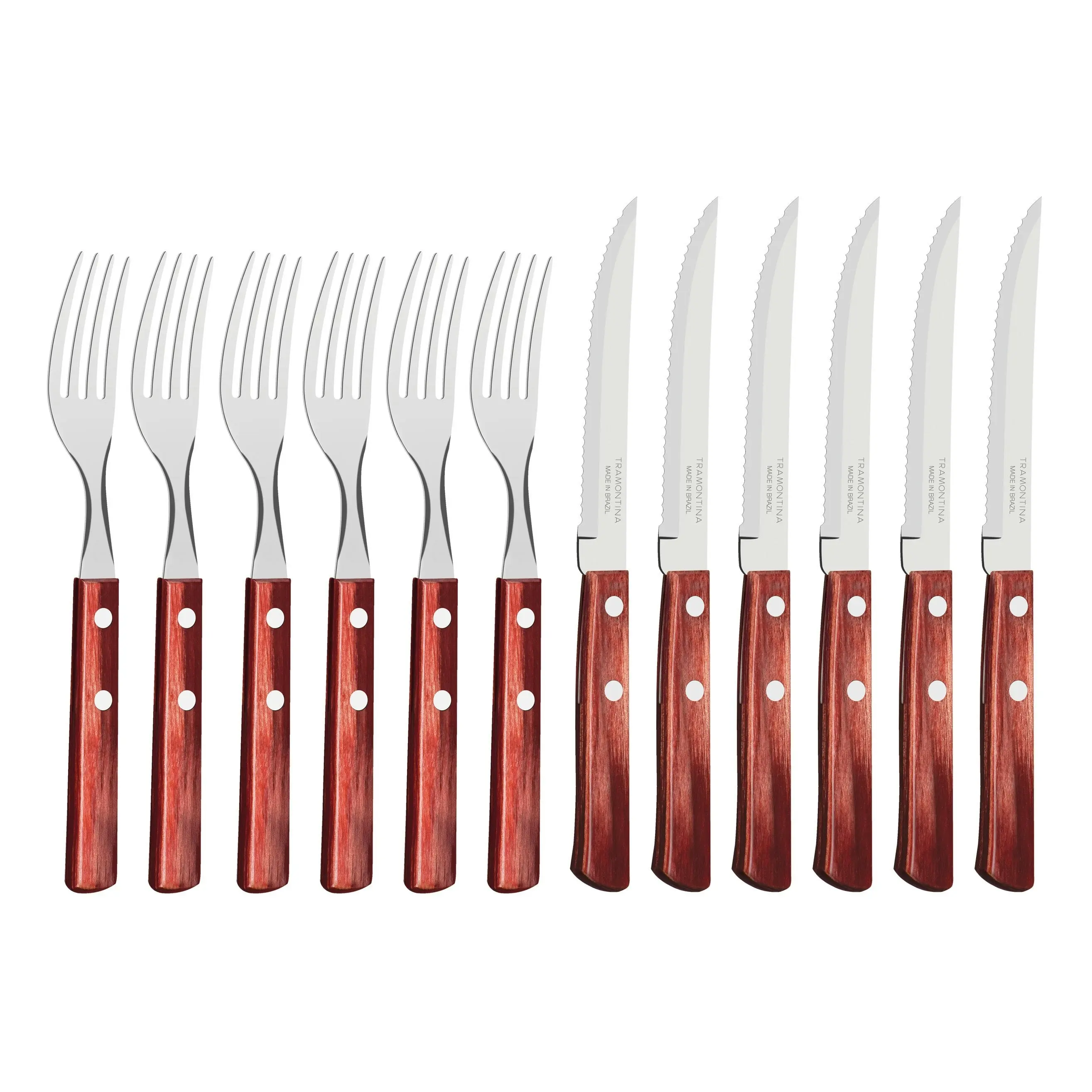 Tramontina Churrasco Traditional Steak Set, Polywood Red 12Pc