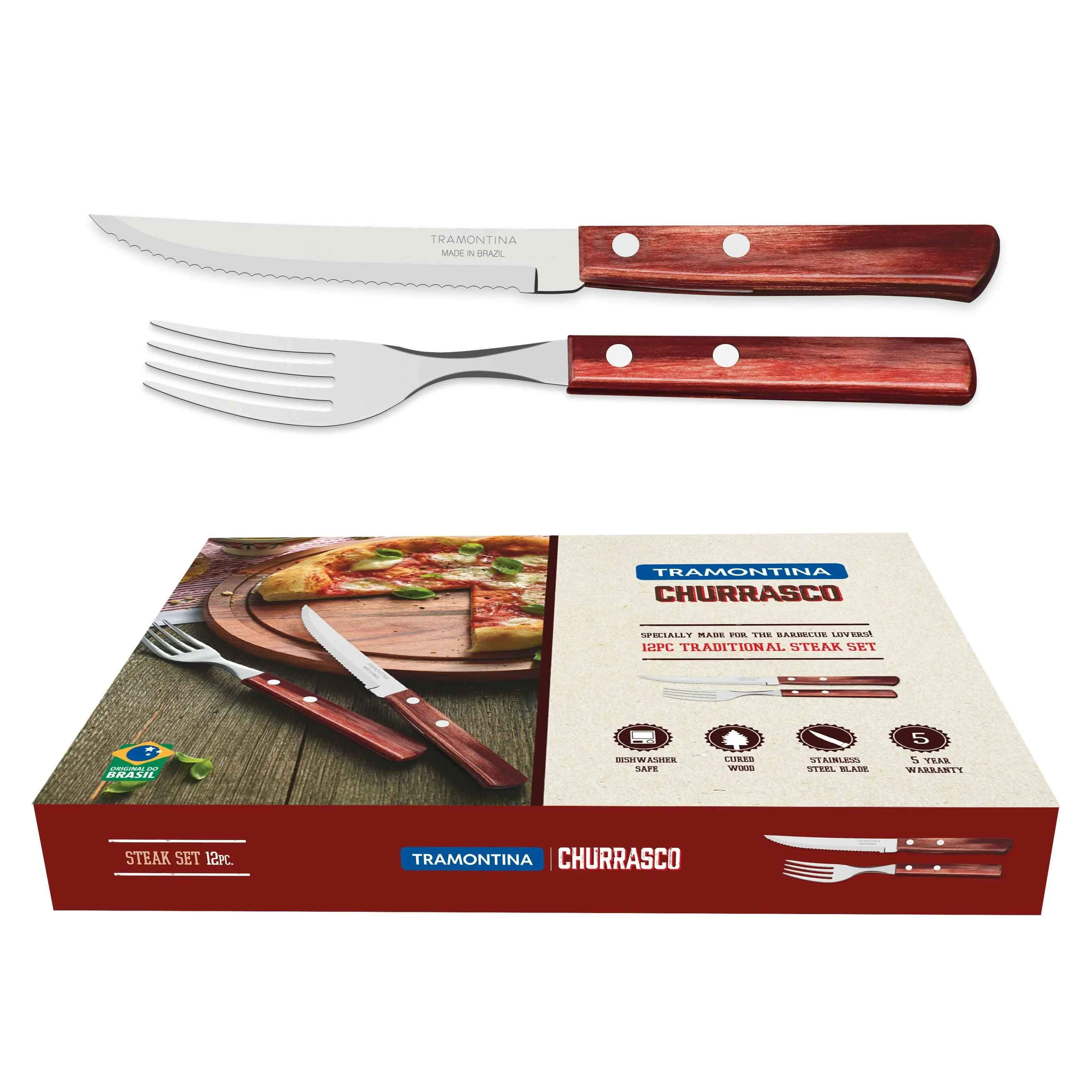 Tramontina Churrasco Traditional Steak Set, Polywood Red 12Pc